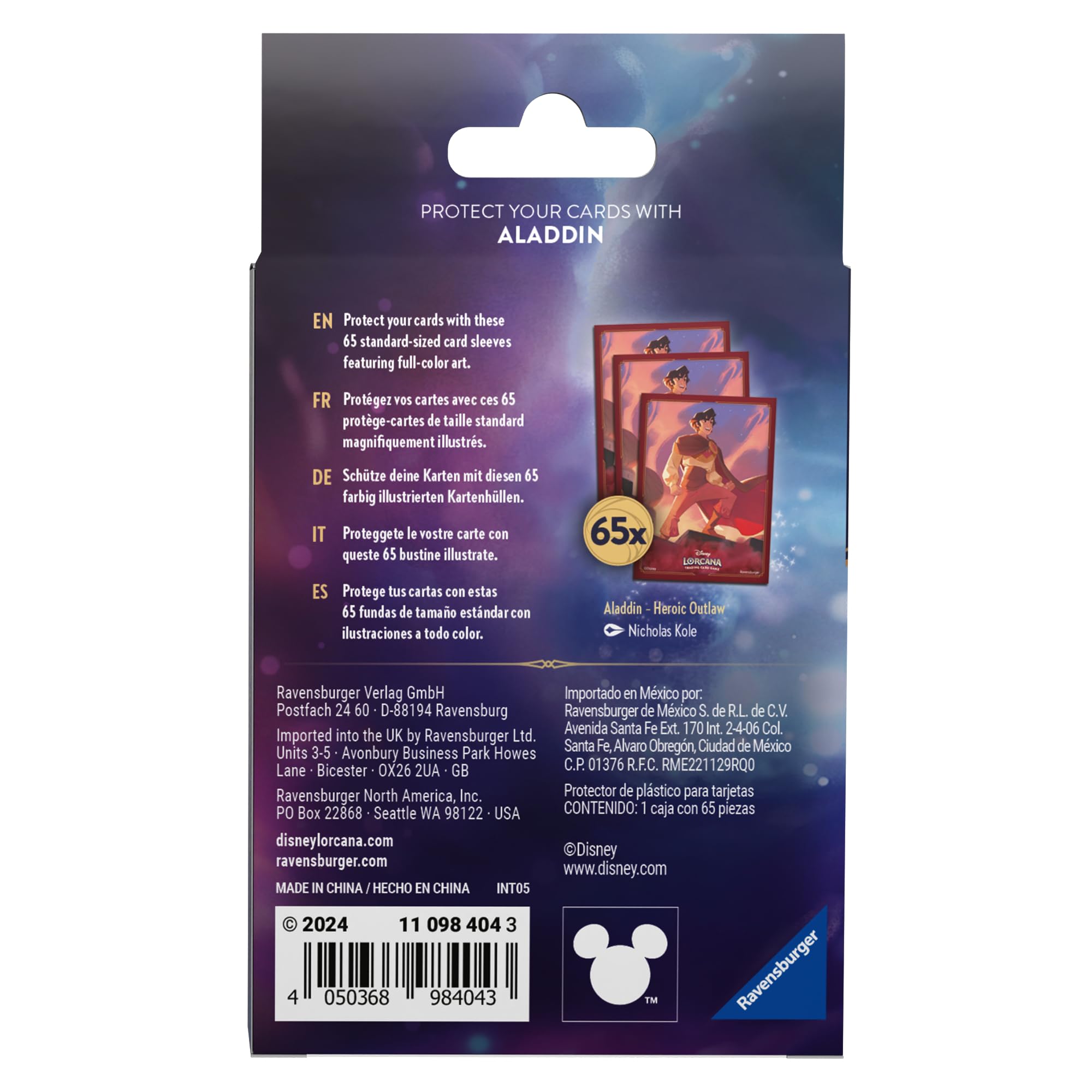 Ravensburger Disney Lorcana TCG Aladdin Card Sleeves - Heroic Outlaw by Nicholas Kole 10