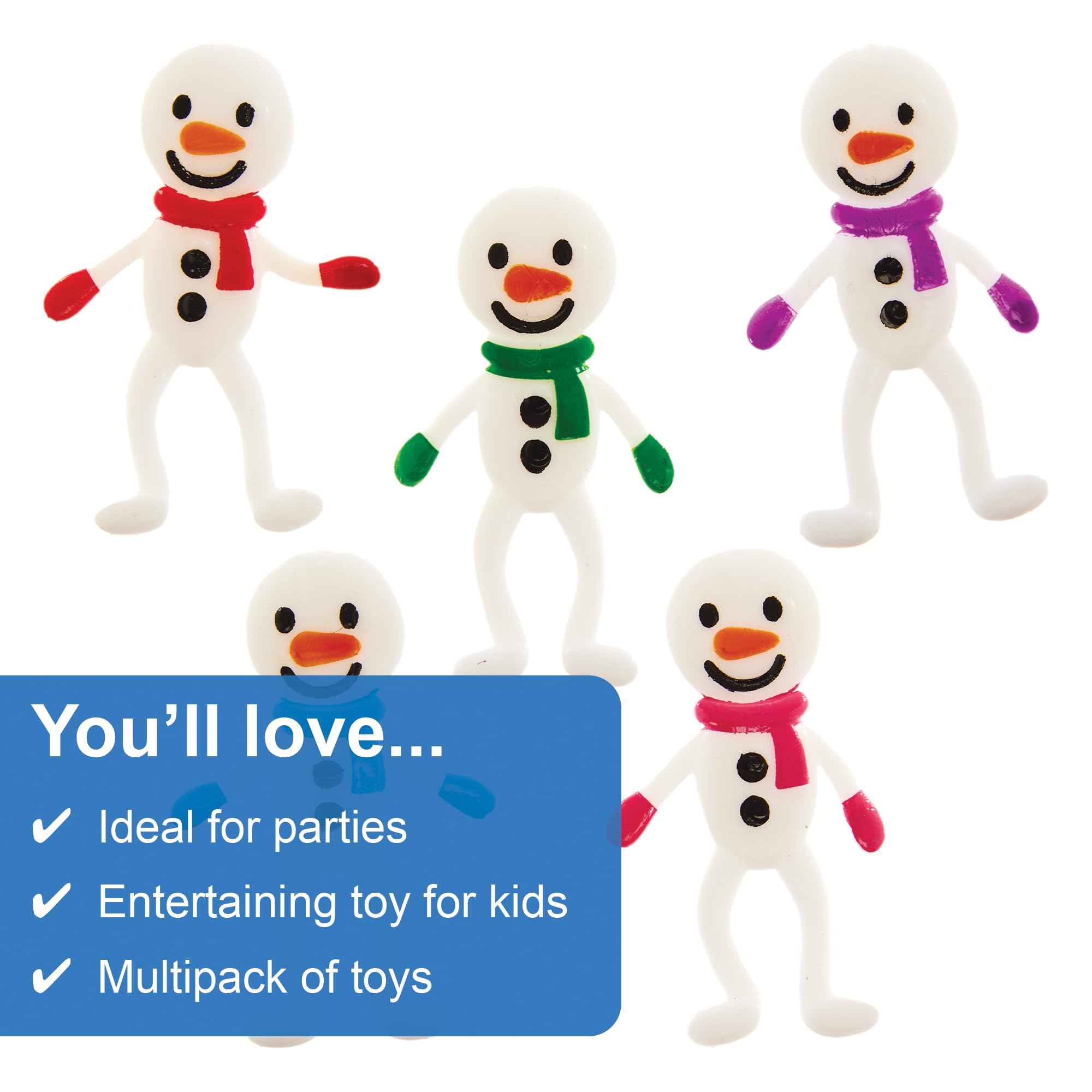 Baker Ross FX606 Snowmen Stretchies - Pack of 10 Stretchy Toys for Kids 4