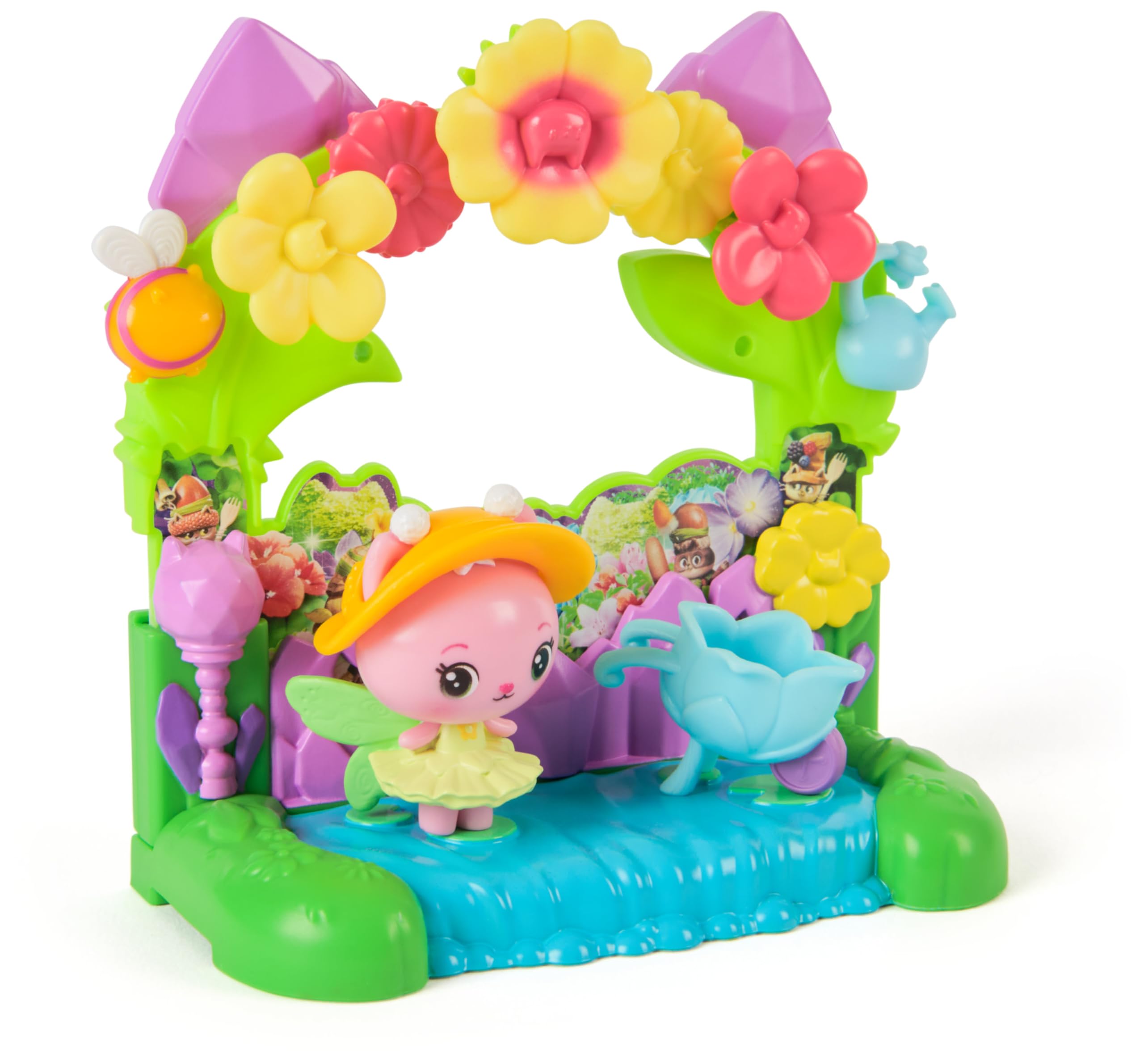 Queen Kitty Fairy's Garden Balcony Playset - 7-Piece Movie-Themed Dollhouse Accessory for Kids 3+