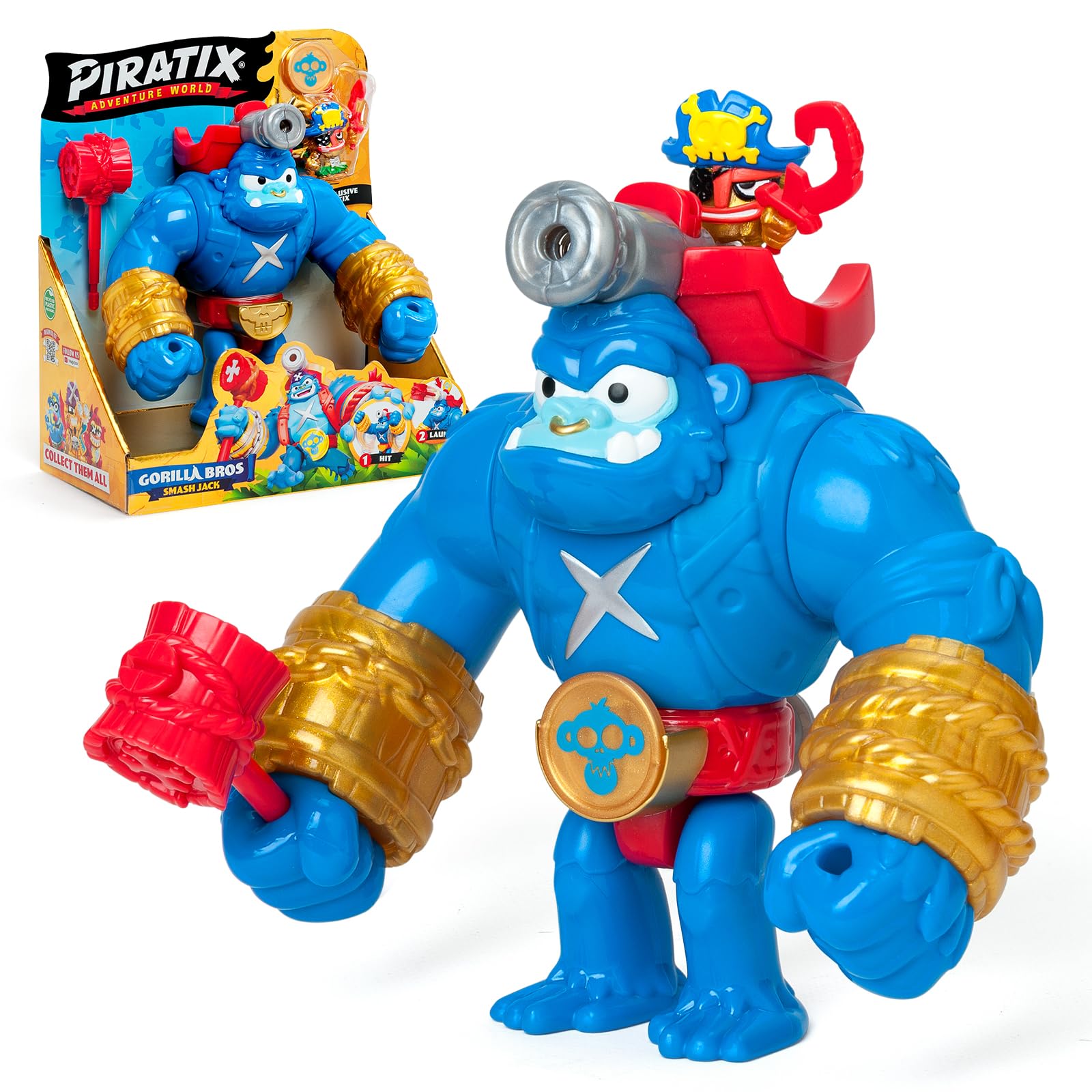 PIRATIX ADVENTURE WORLD Smash Jack Gorilla Bros Action Figure | 16.3 cm H | Blue Plastic 1