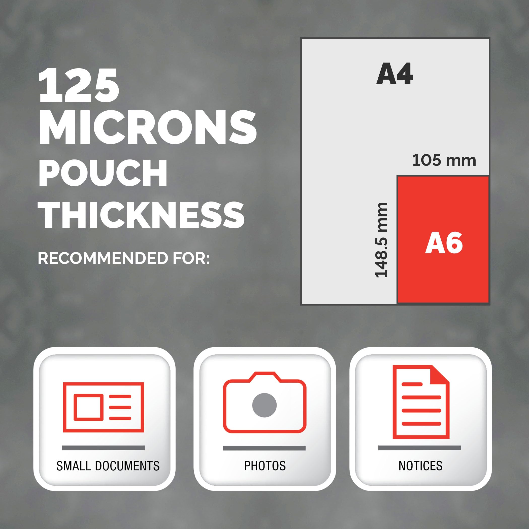 Fellowes A6 Laminating Pouches - 125 Micron Thickness | Glossy Finish | 100 Pack 3