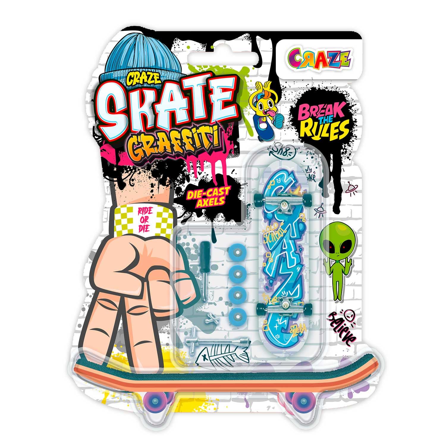CRAZE SKATE Fingerboard Set Graffiti Edition - 4-Pack Mini Skateboards for Kids 6