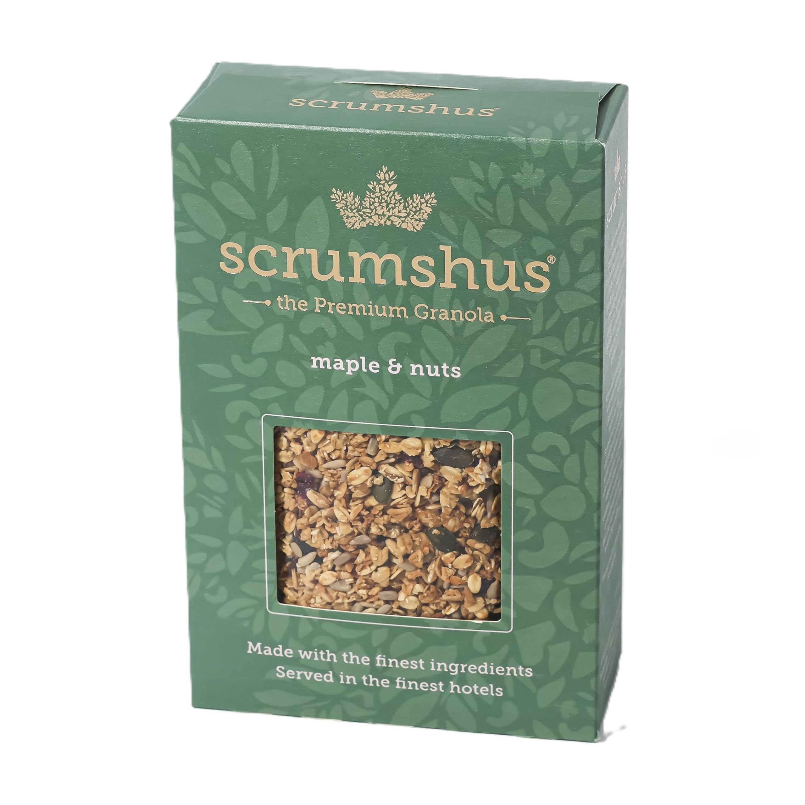 Scrumshus No Added Salt Luxury Granola (500g) - Made with Honey & Pure Maple Syrup, GMO Free, Recyclable Packaging