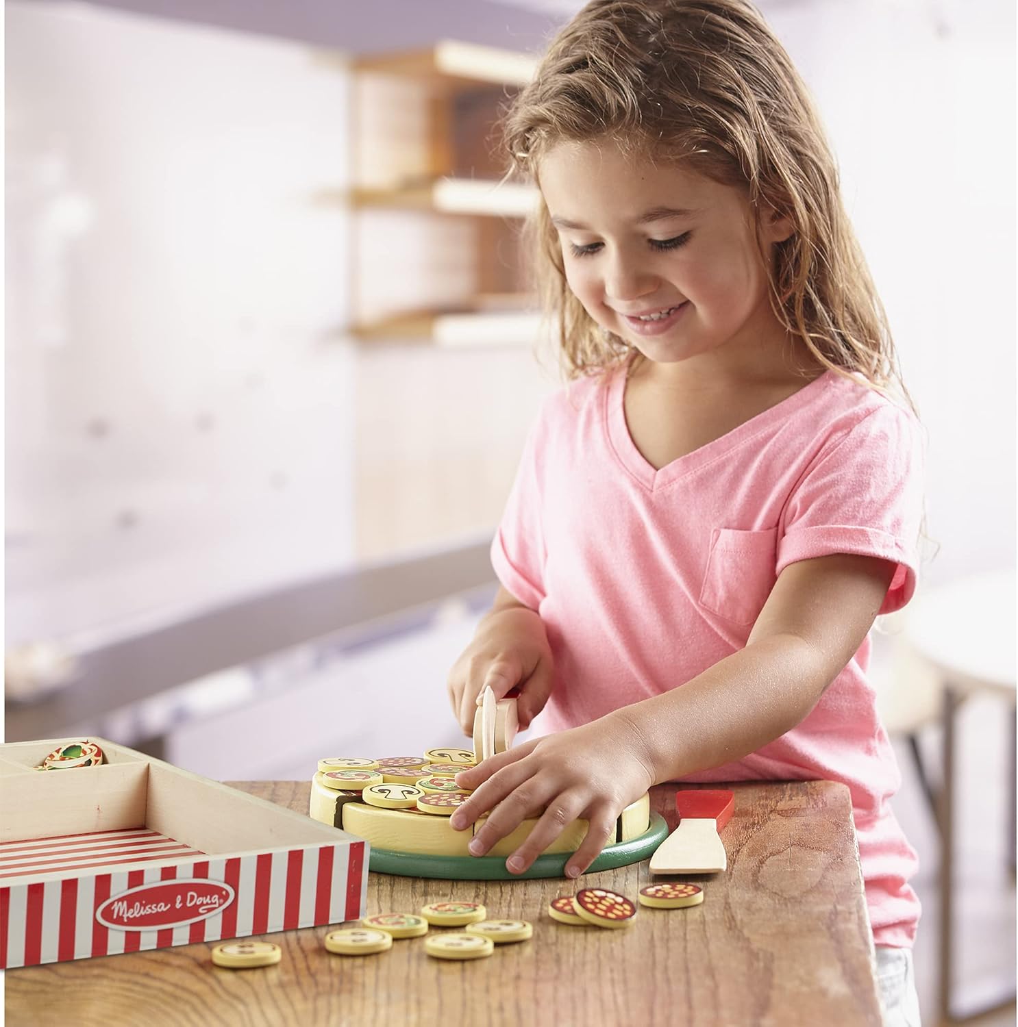 Melissa & Doug Wooden Pizza Party Play Set - Pretend Play Food for Ages 3+