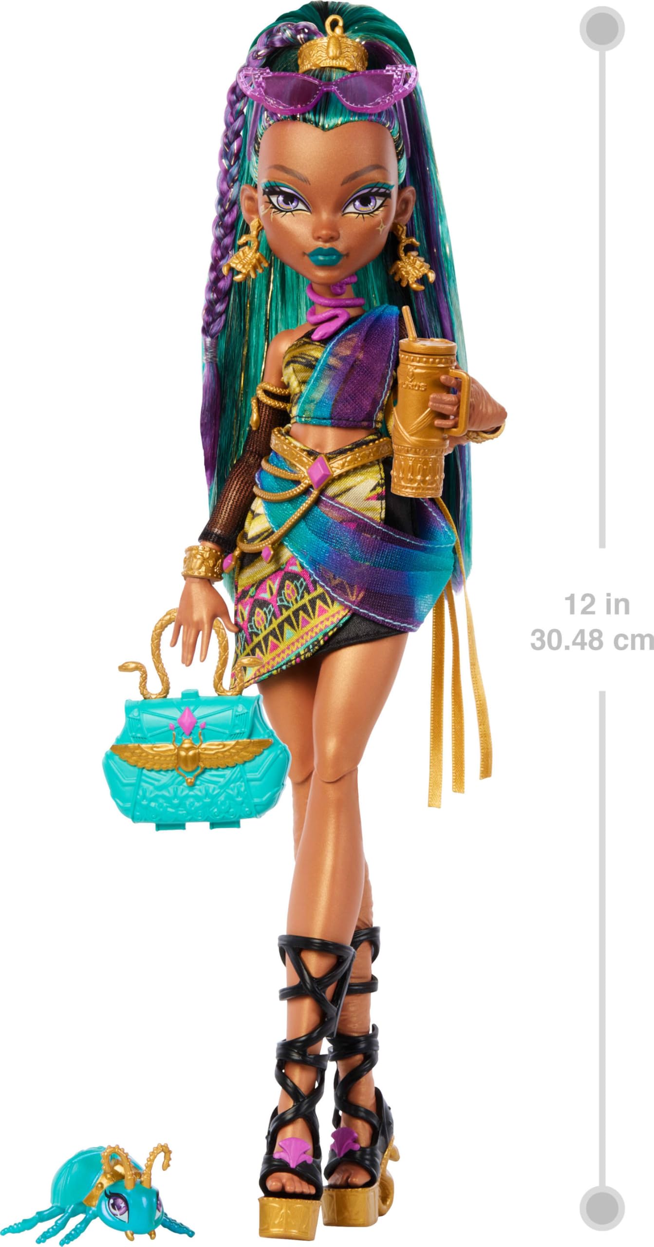 Monster High Nefera De Nile Doll, Royal Mummy in Dress with Pet Scarab Lavi 3