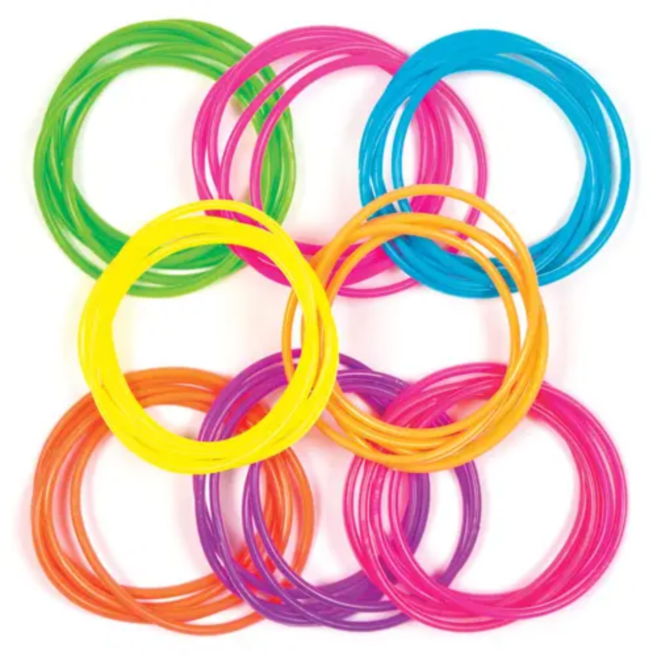 Baker Ross AV169 Gummy Bracelets - Pack of 40, Colorful Plastic Kids Party Favours | 6cm Diameter