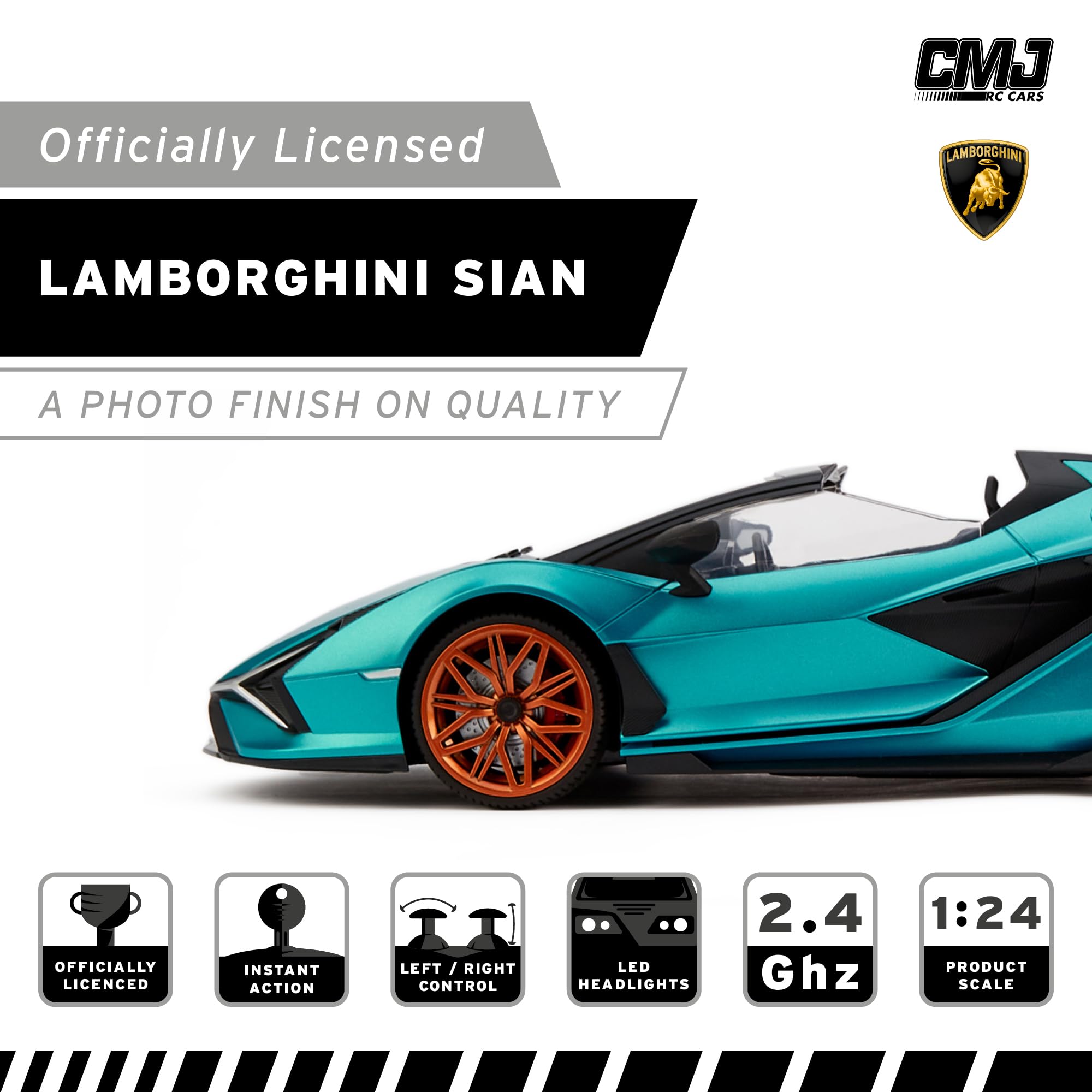 1:24 Scale RC Lamborghini Sián FKP 37 - Blue Licensed Remote Control Car for Kids & Adults 4