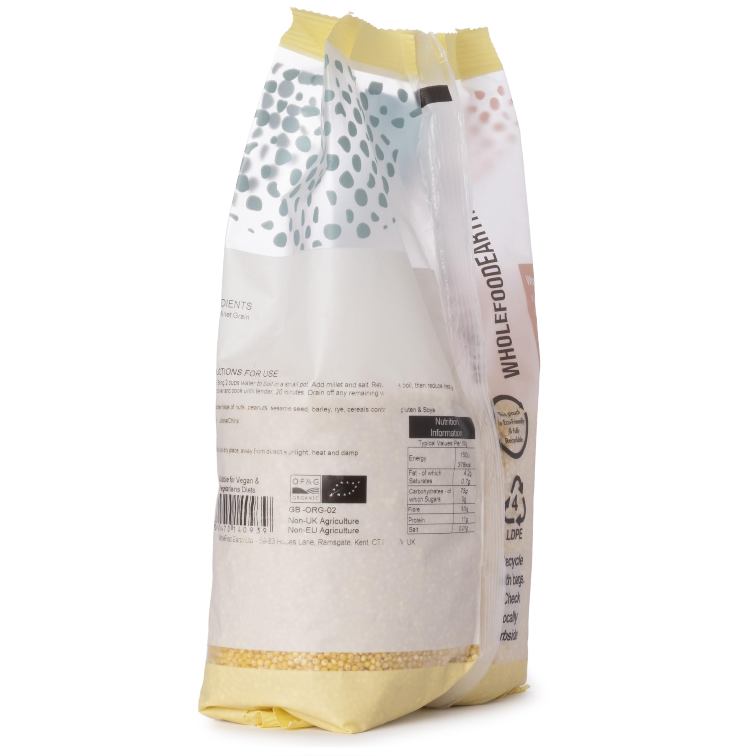Wholefood Earth Organic Pearl Millet Grain - High Fibre | 500g | Vegan