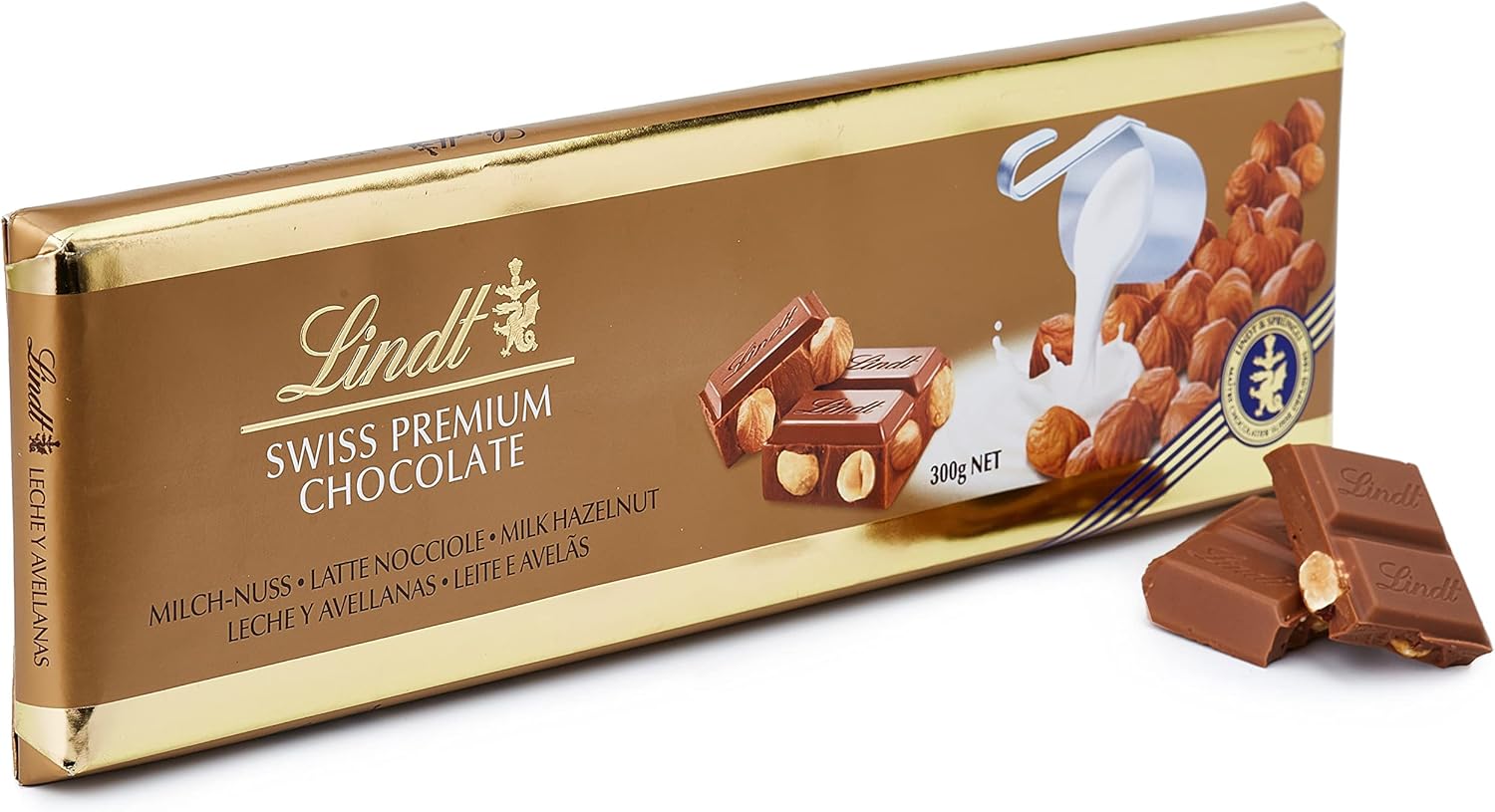 Lindt Schweizer Milchschokolade und knusprige Haselnuss-Goldtafel 300 g