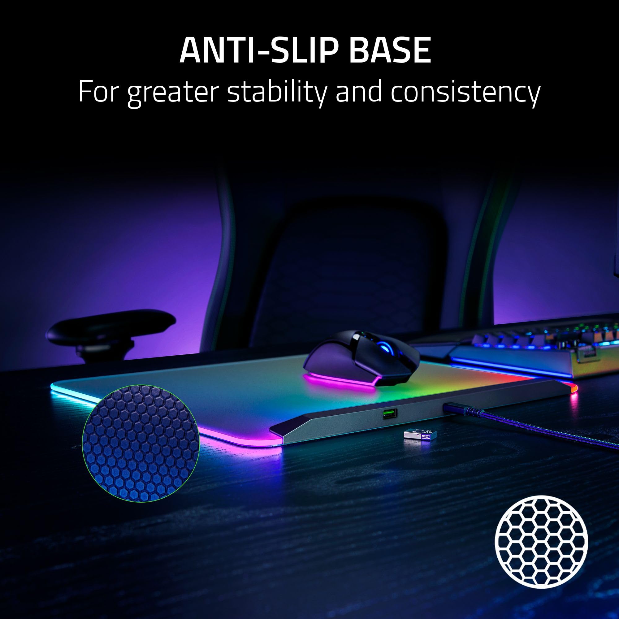 Razer Firefly V2 Pro - RGB Backlit Gaming Mouse Mat with 15-Zone Chroma Lighting & Integrated USB Port 5