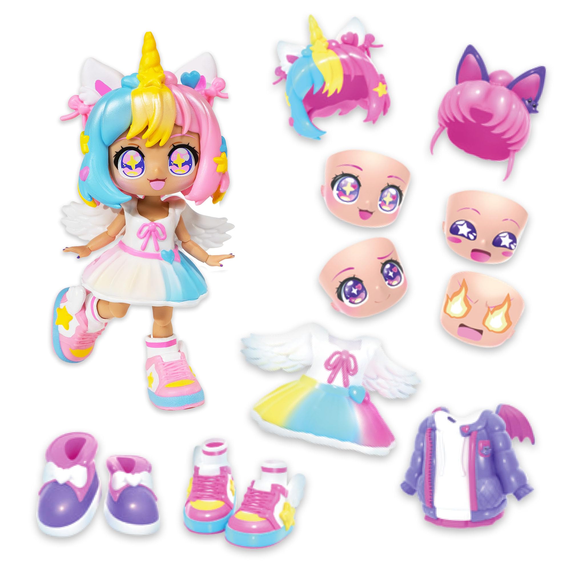 Animakii Fashion Doll – Unicorn & Bat Style Customisable Doll with 32+ Looks, 5+ Years