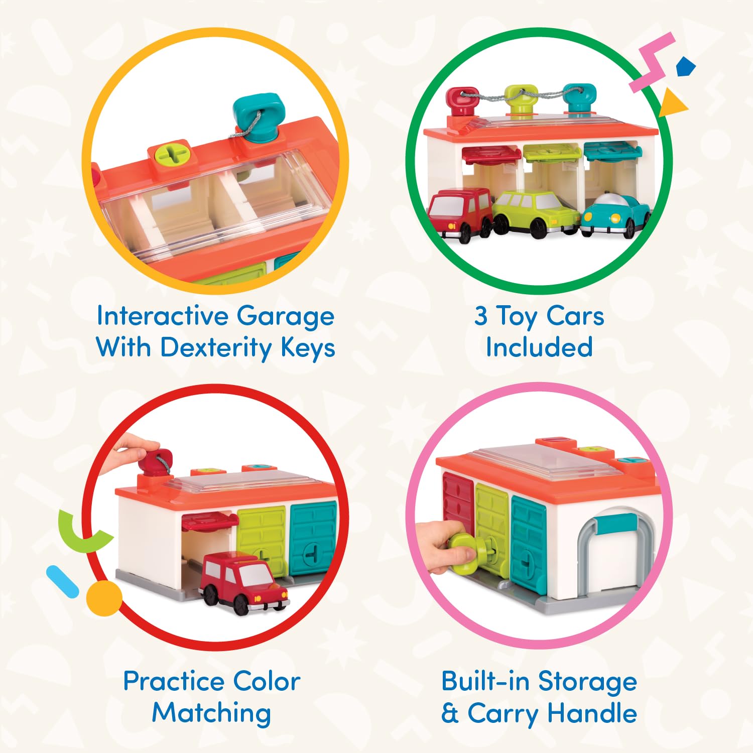 Battat 3 Car Garage Shape Sorter Toy - Educational Playset for Toddlers 12 Months & Up 9