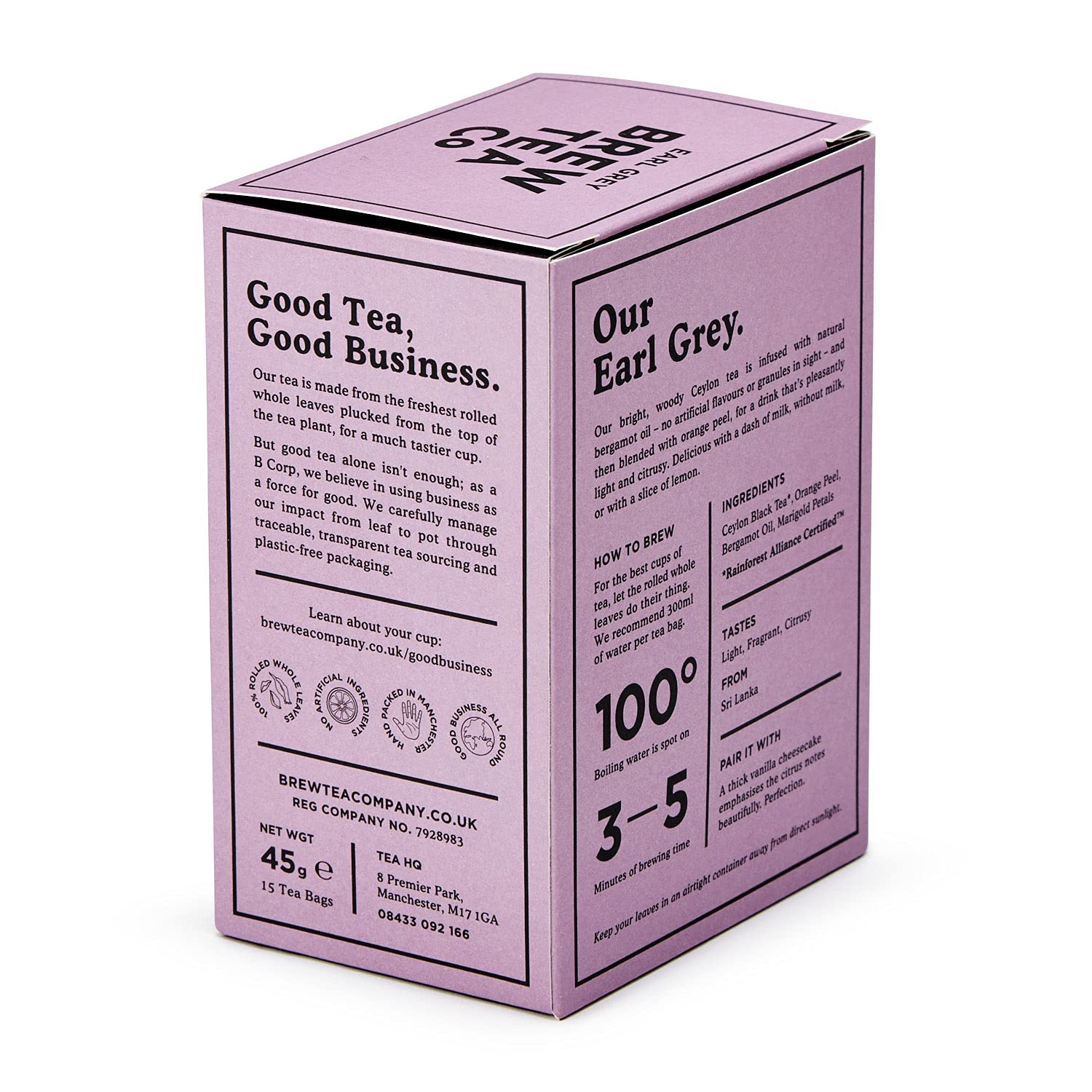 Brew Tea Co - Earl Grey Whole Leaf Tea Bags (45g, Pack of 15) 3