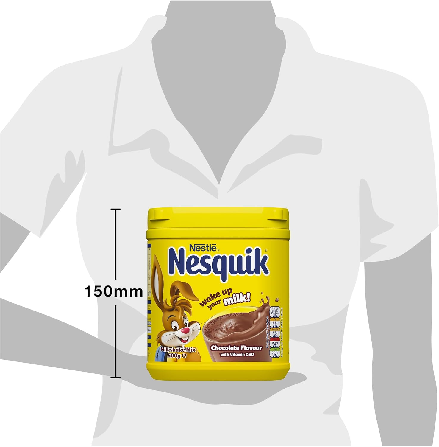 Nesquik Chocolate Flavoured Milkshake Powder 500g Tub (Pack of 10) - Gluten Free, No Artificial Additives, Fortified with Vitamins C & D 3