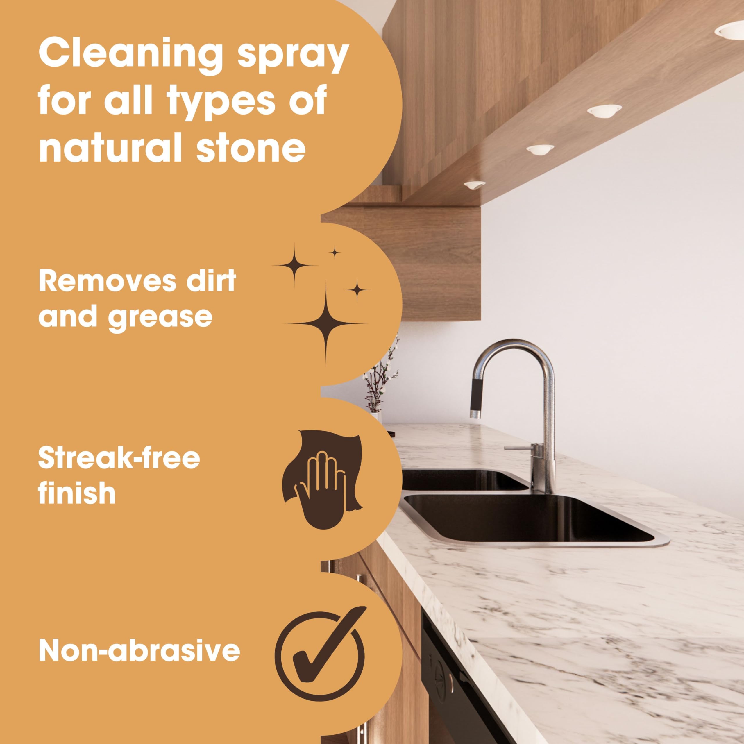 Furniture Clinic Granite & Quartz Spray Cleaner for Kitchen Worktops - 500ml | Streak-Free Finish