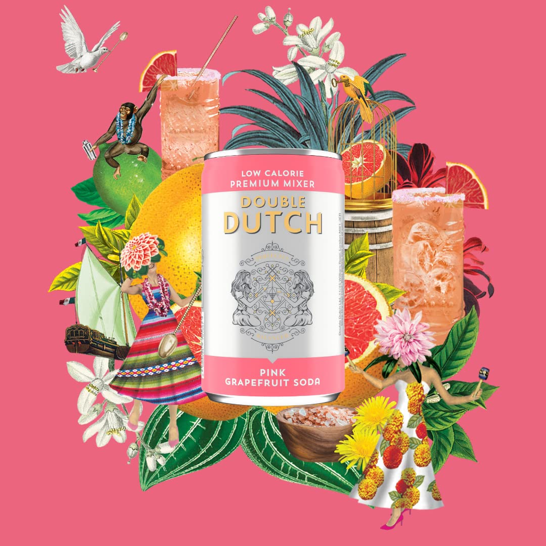 Double Dutch Pink Grapefruit Soda - Low Calorie, Natural Ingredients | 6 x 150ml Cans 2