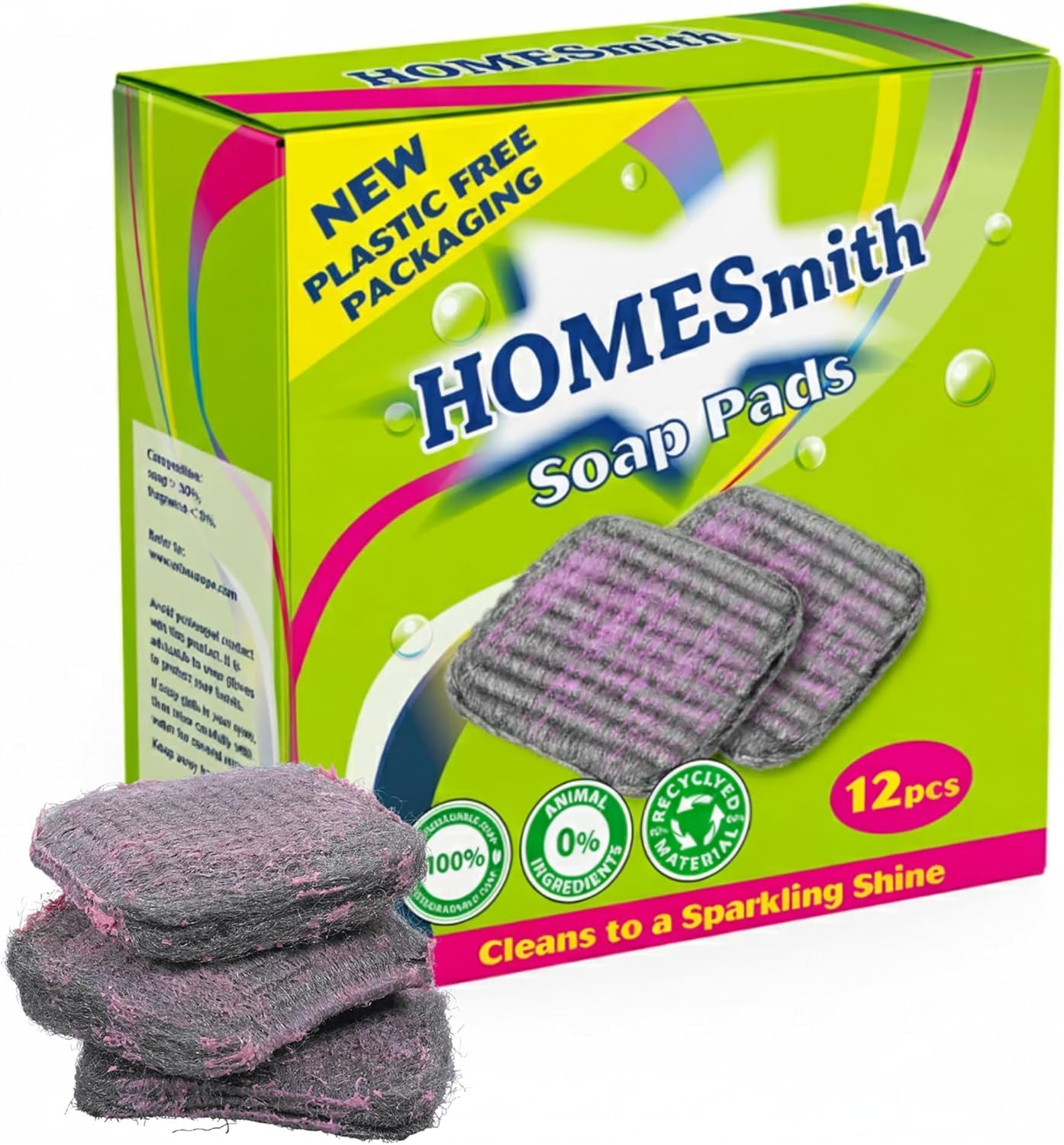 HomeSmith Soap Pads - 14 Pack | Fine Steel Wool | For Sinks, Cookers & Ovens