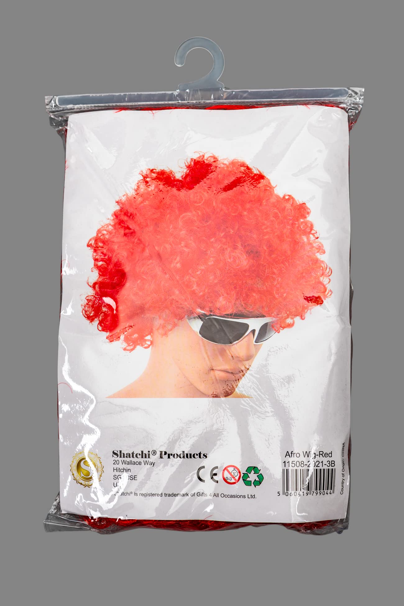 SHATCHI Red Curly Afro Wig for Fancy Dress, 70s Disco Costume, Unisex Party Accessory 6