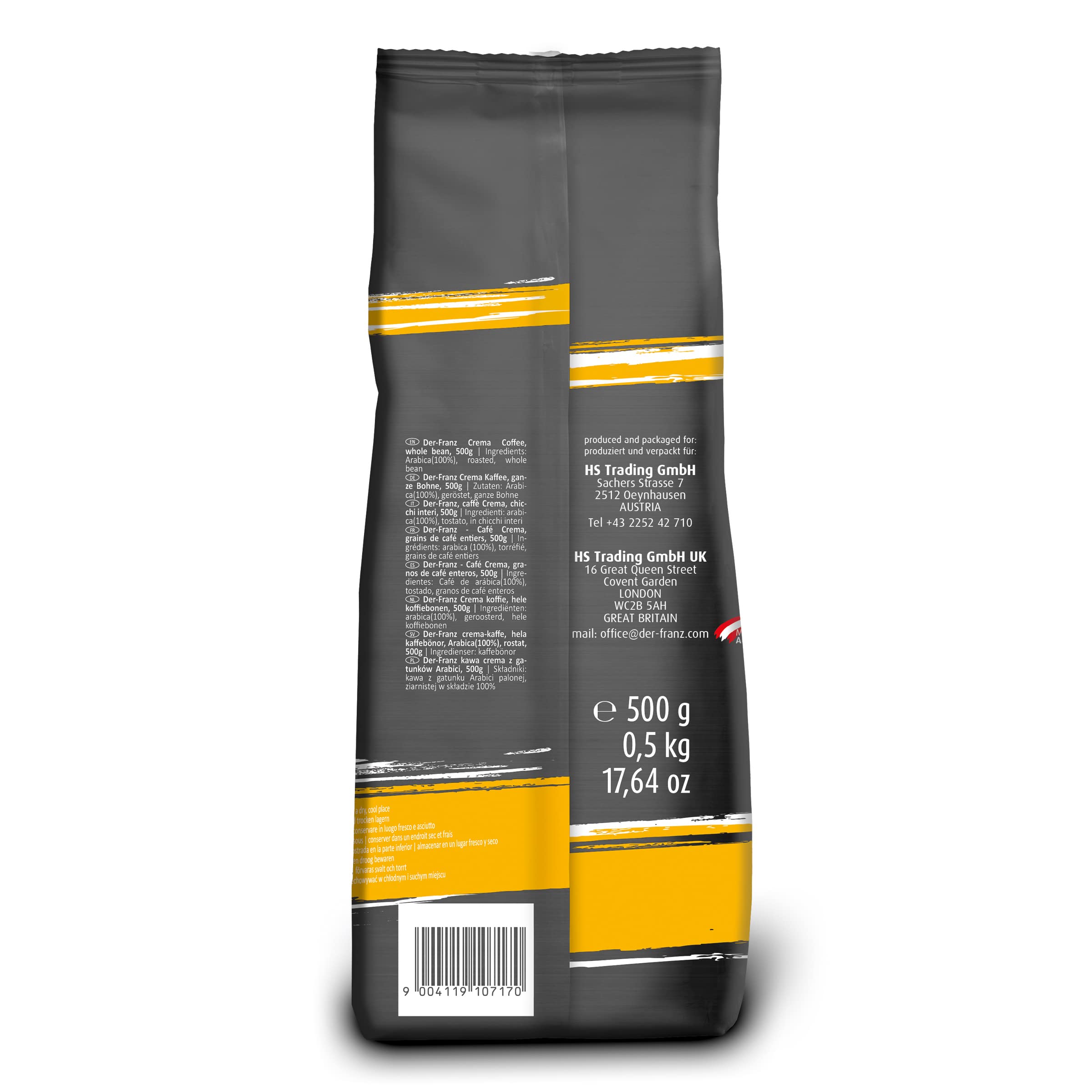 Der-Franz Crema Coffee, Ground, 2 x 500 g