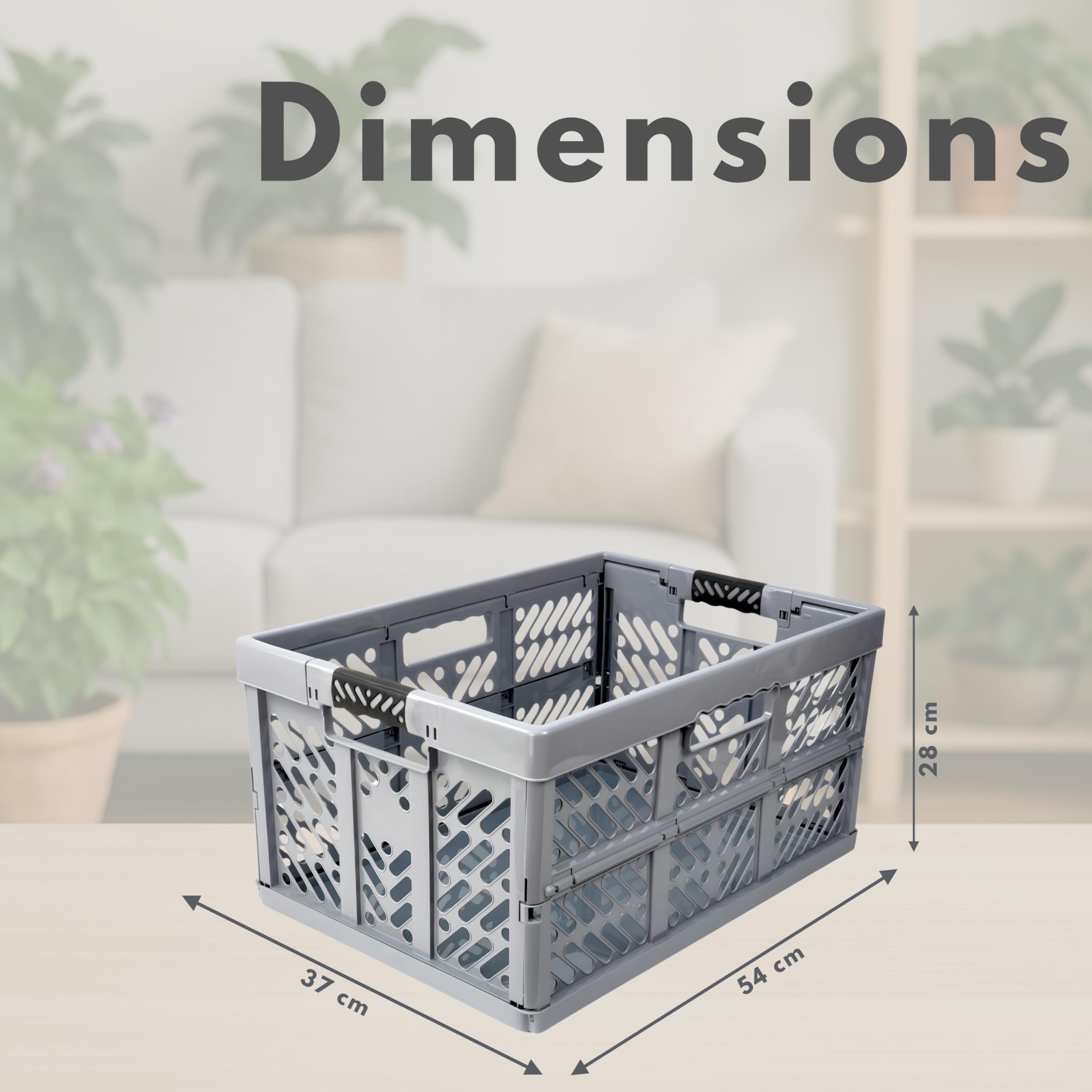 DIVCHI 45L Foldable Plastic Storage Crate - Grey | Space-Saving | Heavy-Duty 2