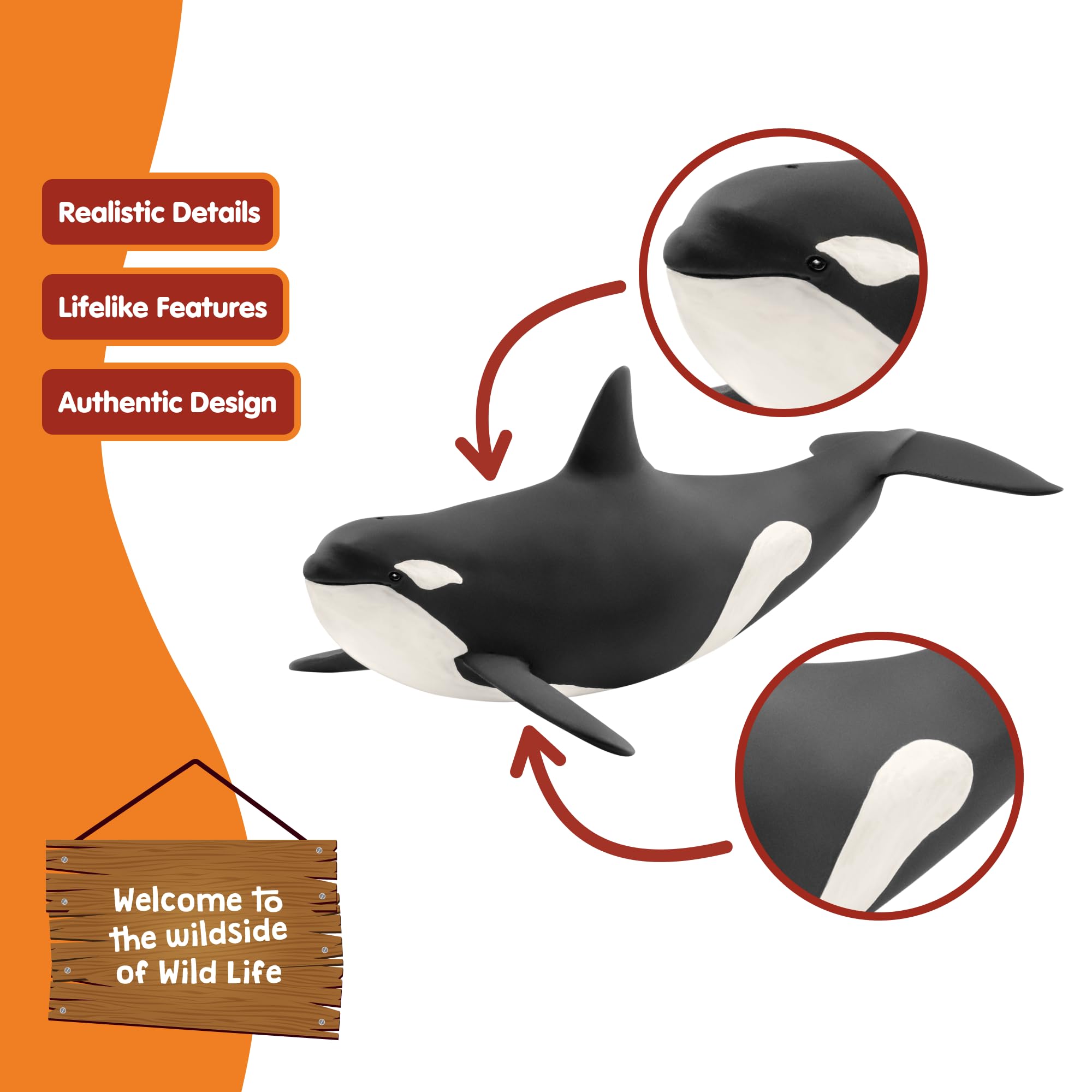 Schleich 14807 Wild Life Killer Whale Figurine - Black & White, Ages 3+ 6