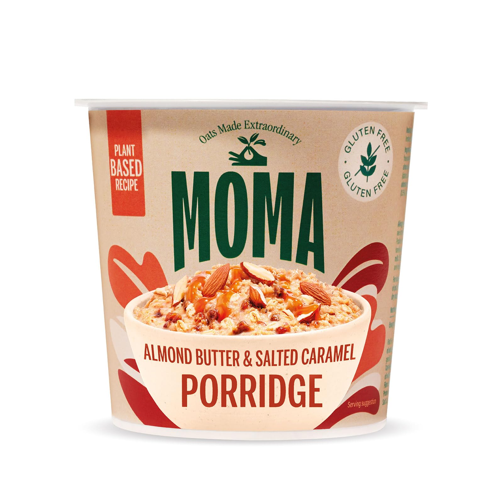 MOMA Almond Butter & Salted Caramel Instant Porridge Pot - 55g - Gluten Free, Dairy Free, Vegan Oat Breakfast