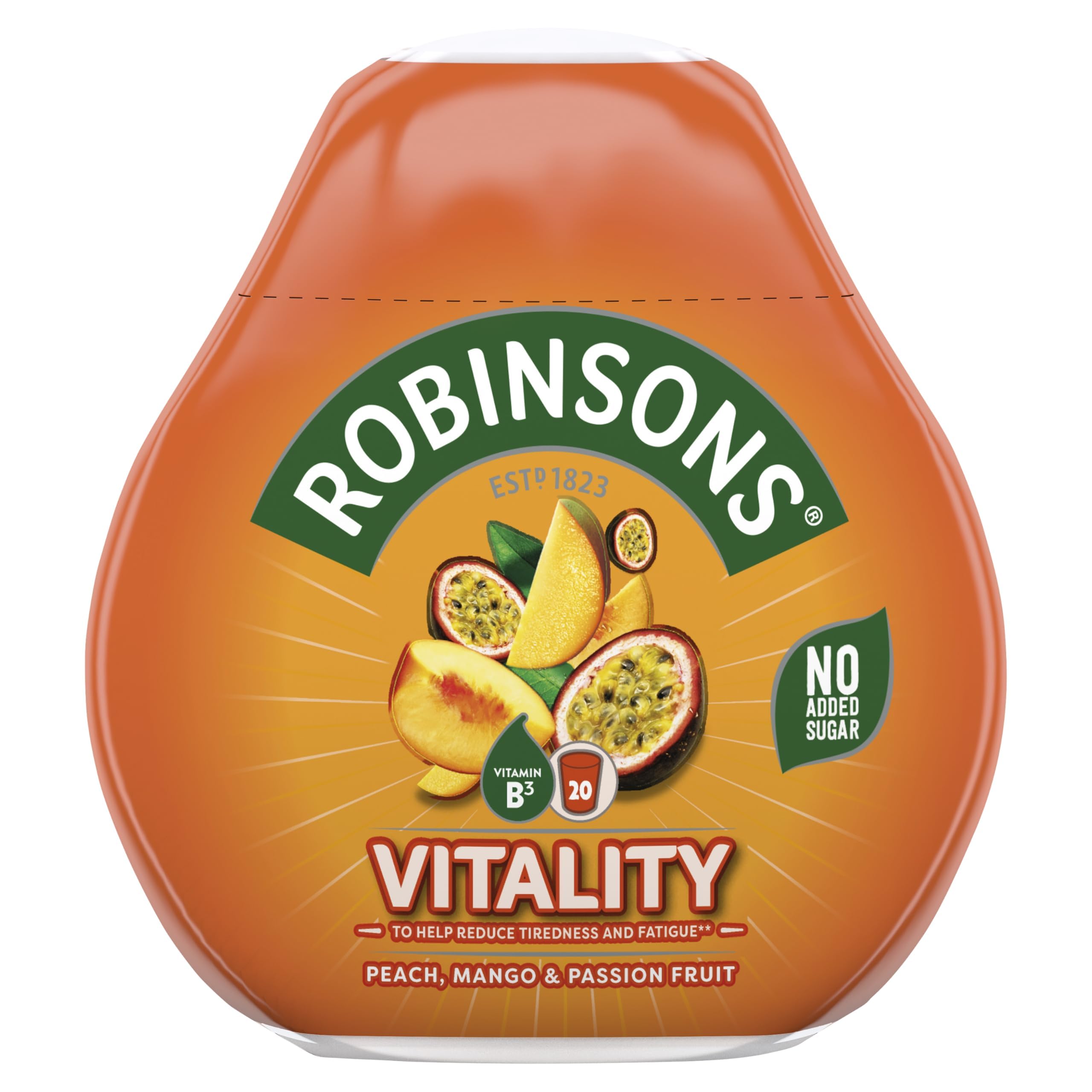 Robinsons Vitality Peach, Mango & Passion Fruit with Vitamin B3 Real Fruit Juice Concentrate 9