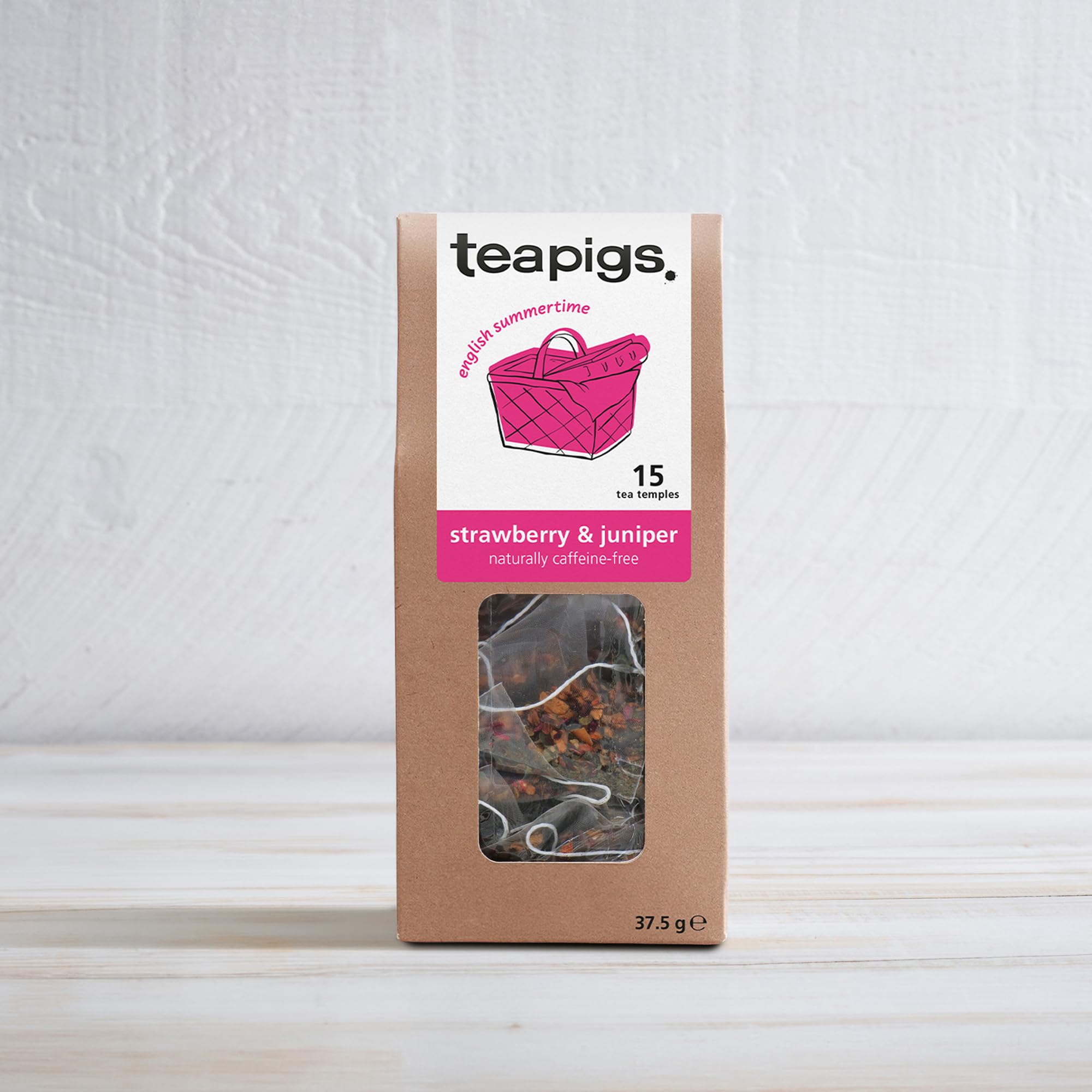 teapigs - Strawberry & Juniper Tea Caffeine-Free Fruit Tea Bags with Hibiscus