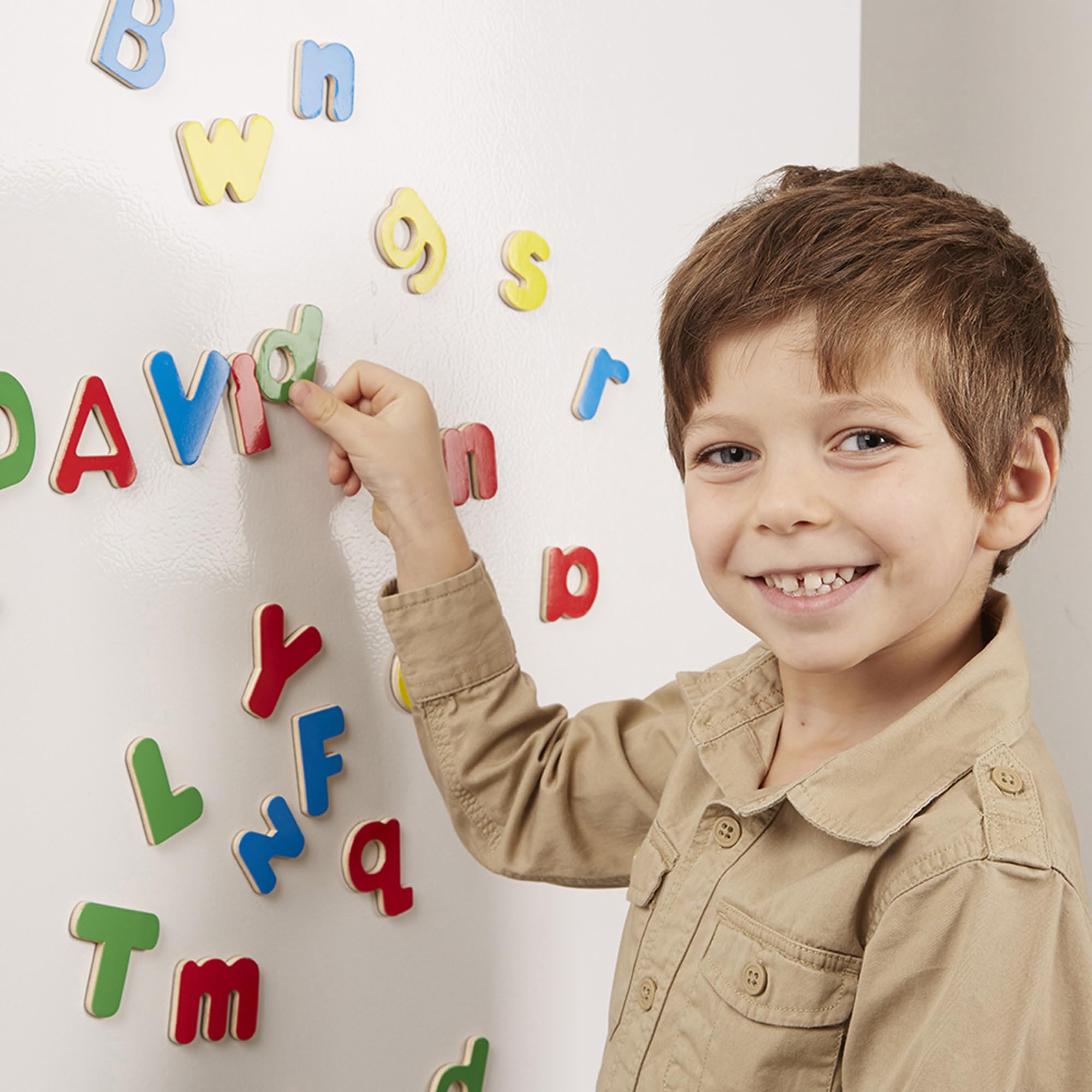 Melissa & Doug Magnetic Wooden Letters Set - 52 Pieces | Ages 3+ | English & Spanish Learning 8