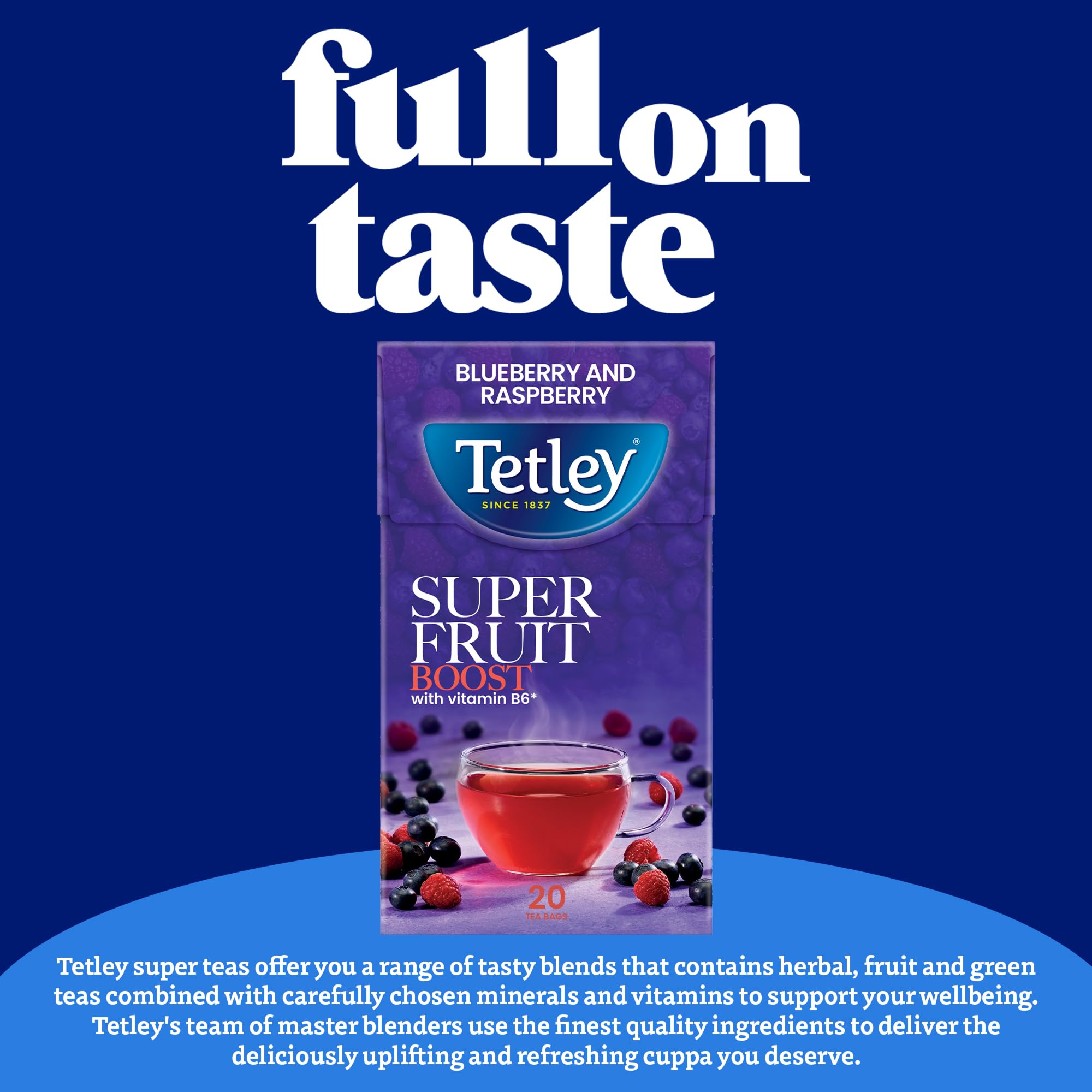 Tetley Super Fruits Boost Cranberry & Elderflower Herbal Tea Bags x20 with Vitamin B6 2