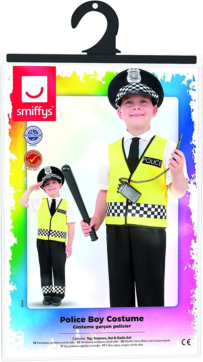 Smiffys Police Boy Costume - Top, Trousers, Hat & Radio Set, Ages 4-6 6
