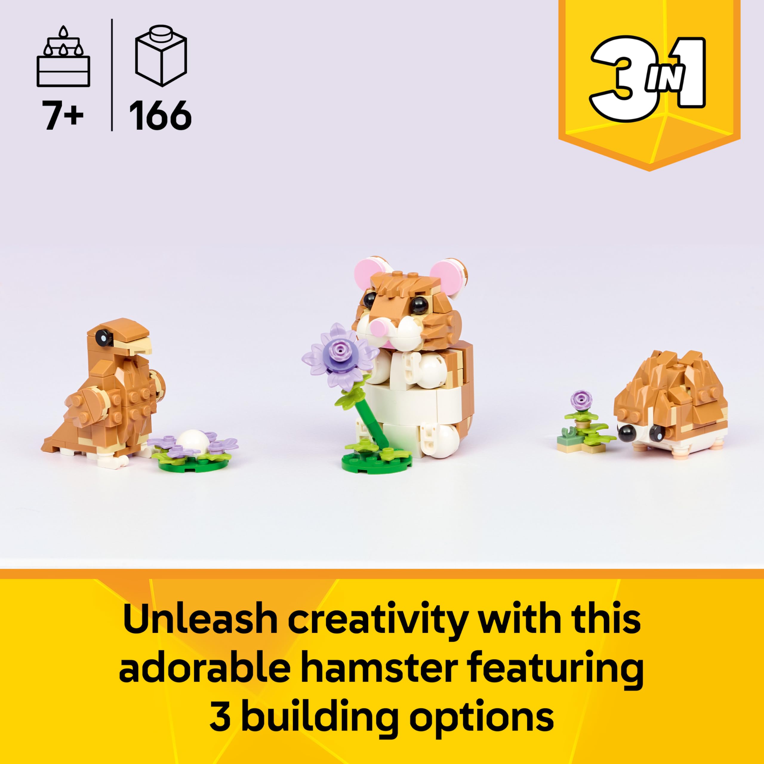 LEGO Creator 3in1 Cute Hamster with a Flower 31376 | Ages 7+
