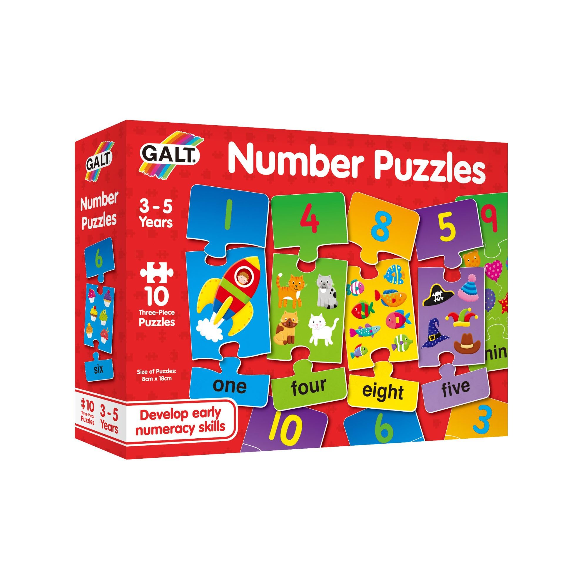 Galt Toys Number Puzzles - Educational 3-Piece Jigsaw Set for Kids 3-5 Years 8