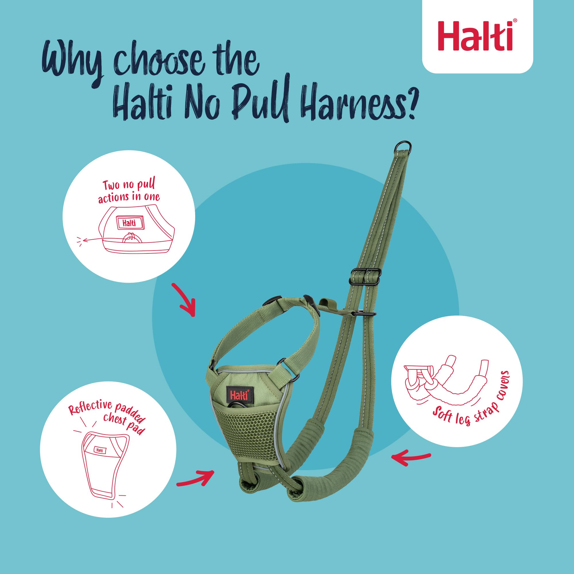 Halti No Pull Harness - Front Control Steering & Lifting Action | Size L | Forest Green 3