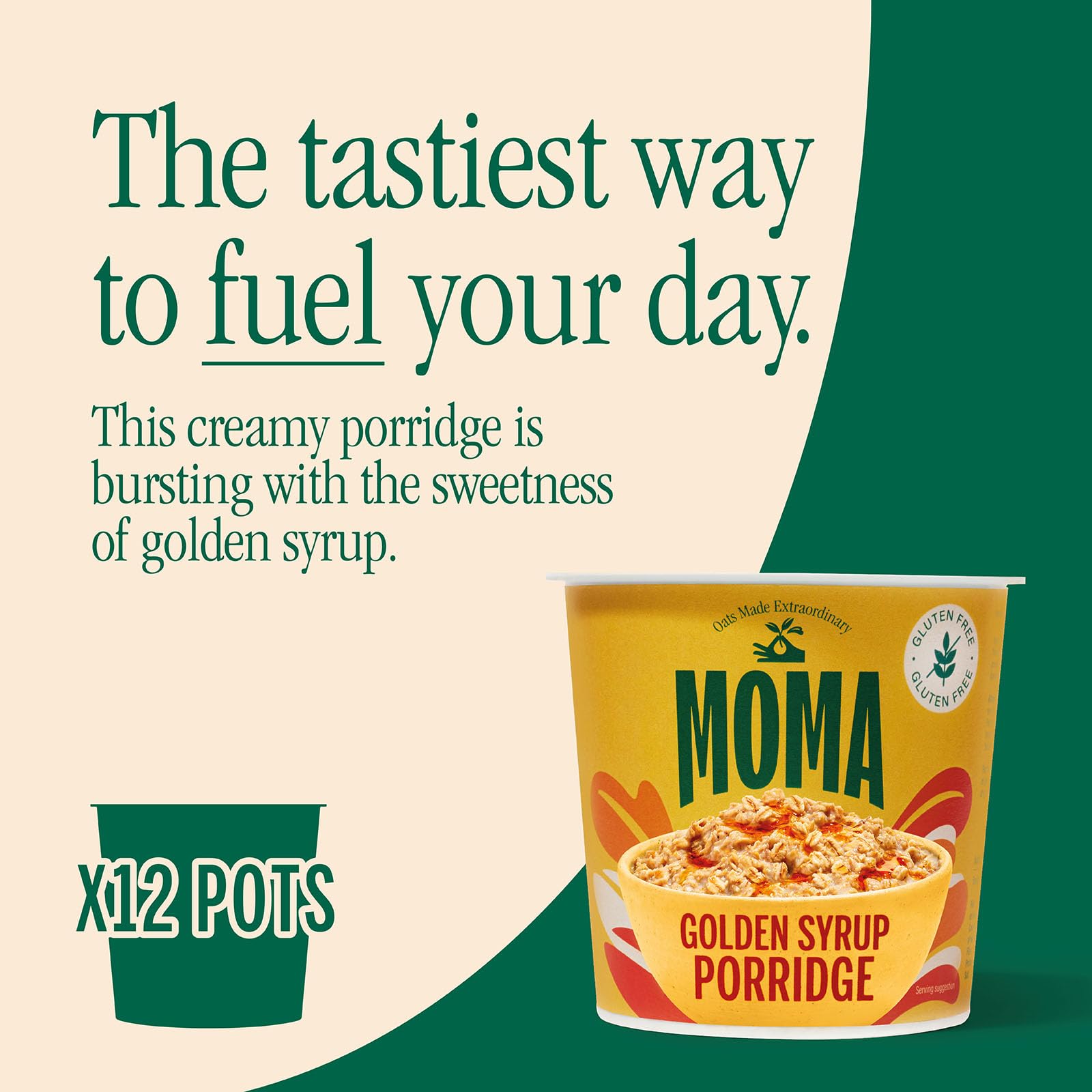 MOMA Instant Porridge-Becher Golden Syrup – 12 x 70 g – Glutenfrei, ballaststoffreich, Proteinquelle 5