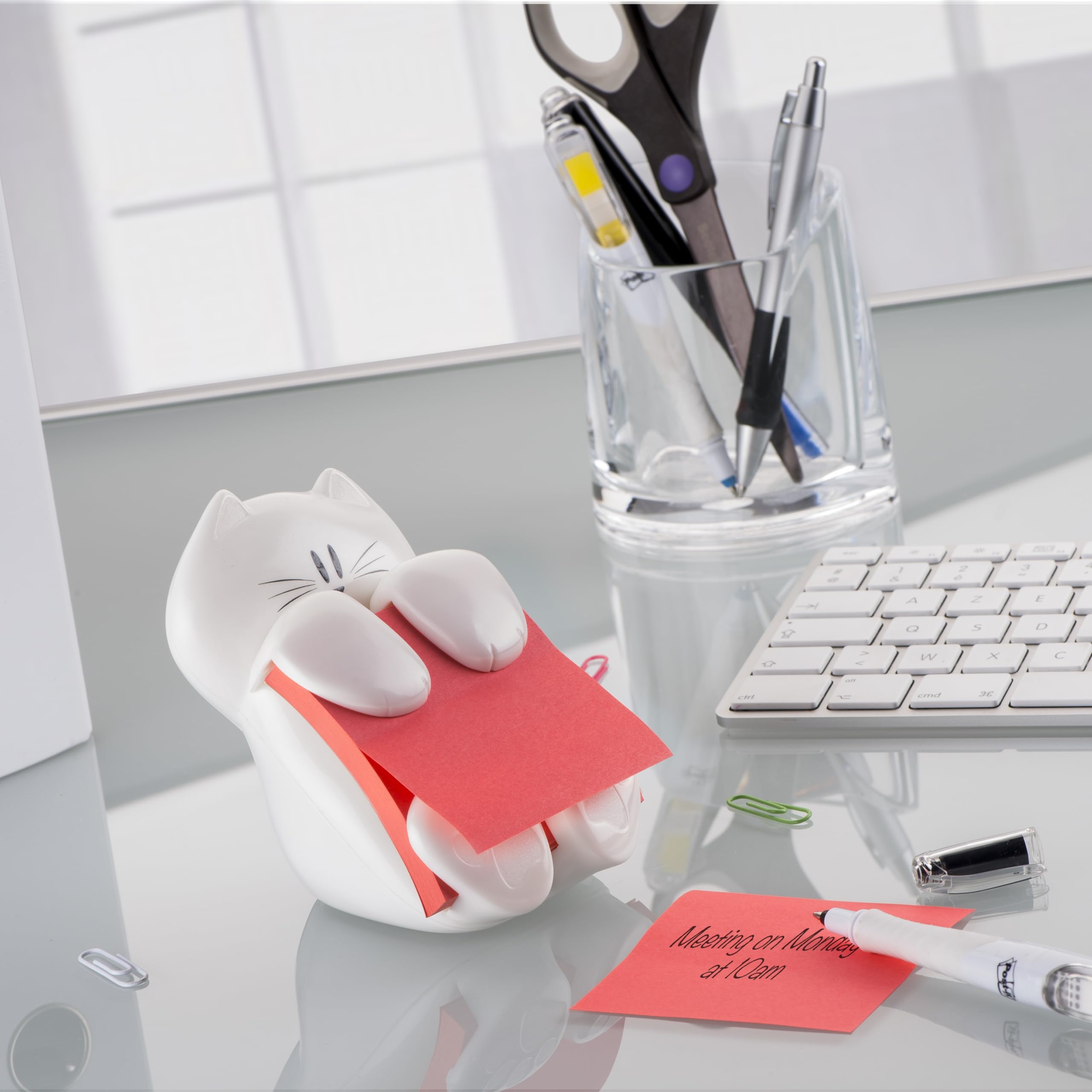 Post-it Z-Notes Dispenser - Cat Shape, Pink | 1 Pad (90 Sheets) | 76mm x 76mm 4