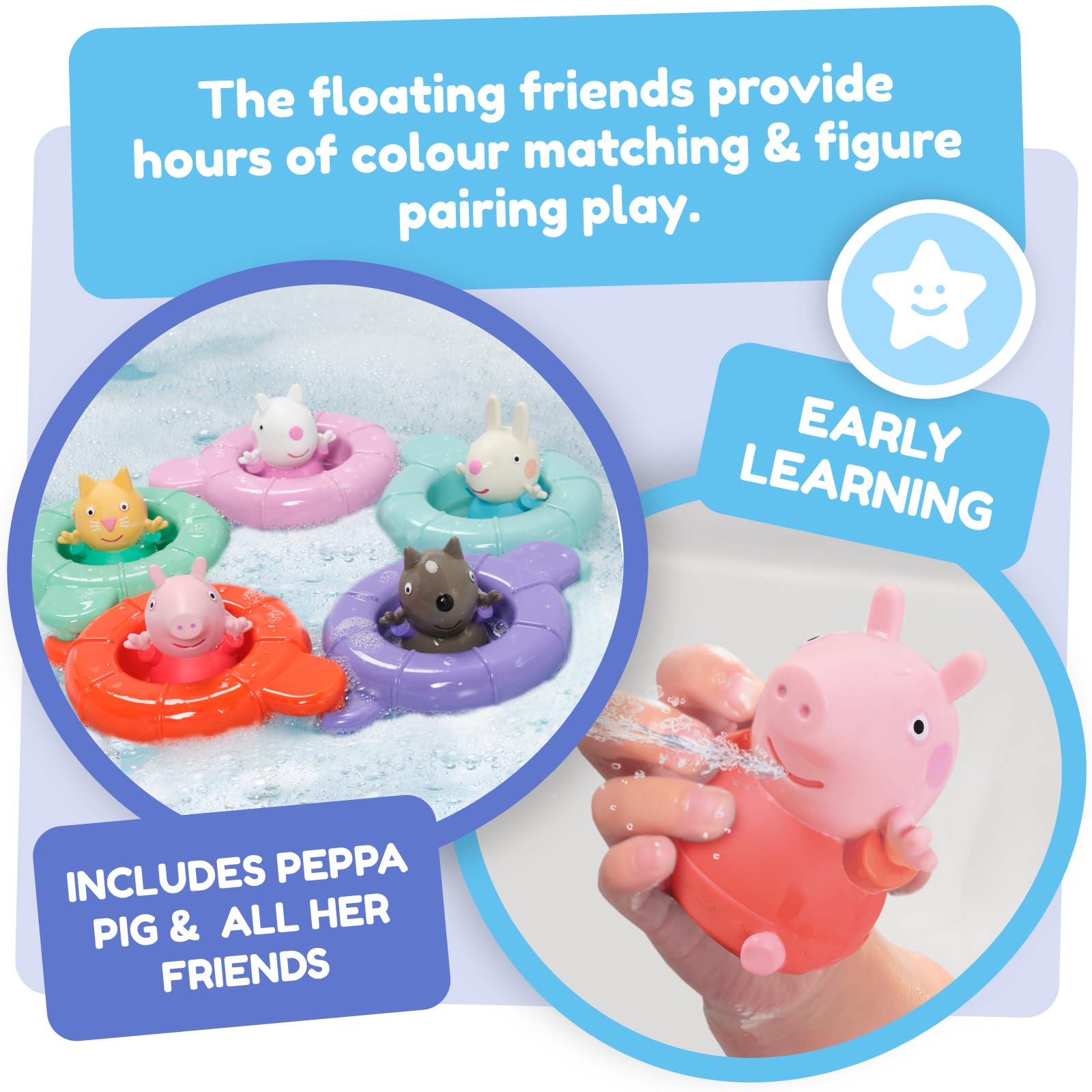 TOMY Toomies Peppa’s Pool Party - 5 Floating Ring Cups with Squirting Characters 9