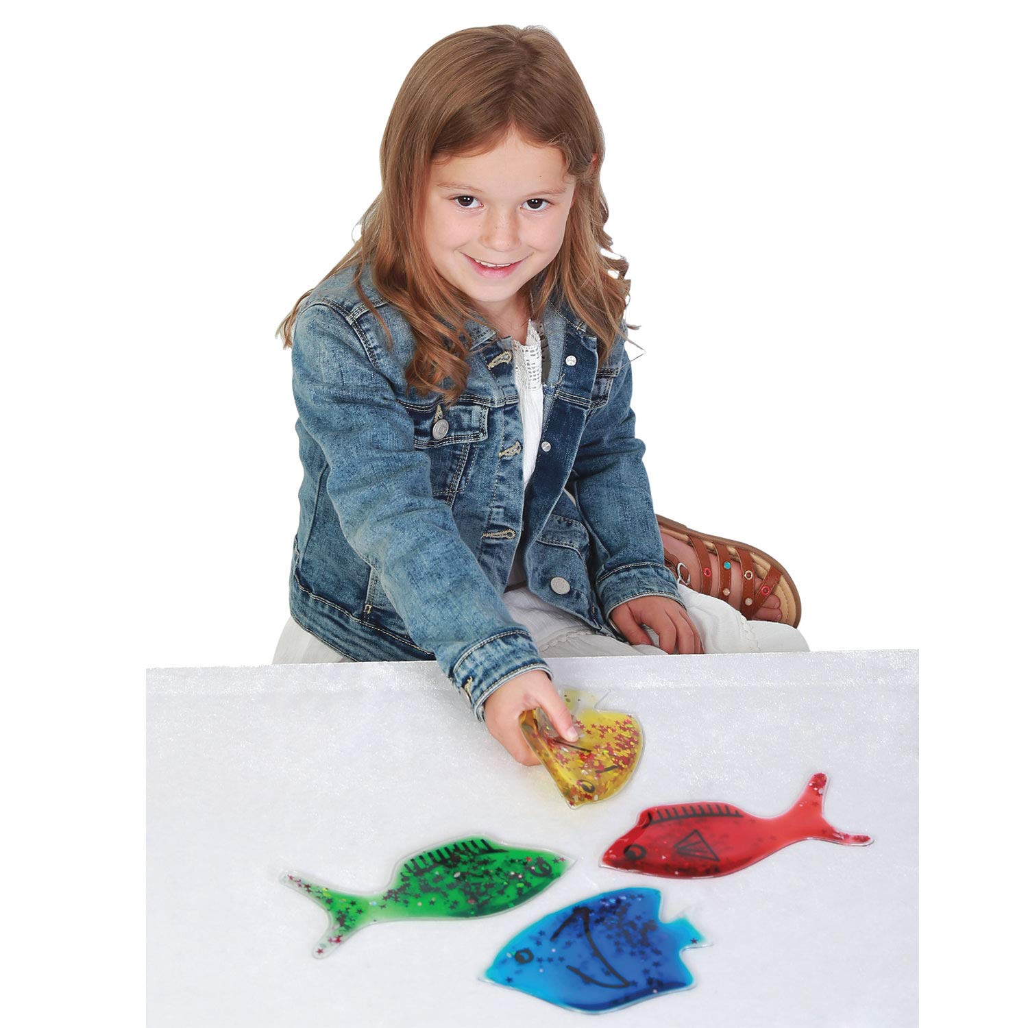 Gel Squidgy Sparkle Sensory Fish Fidget Toys - 4 Pack for Tactile Play 4