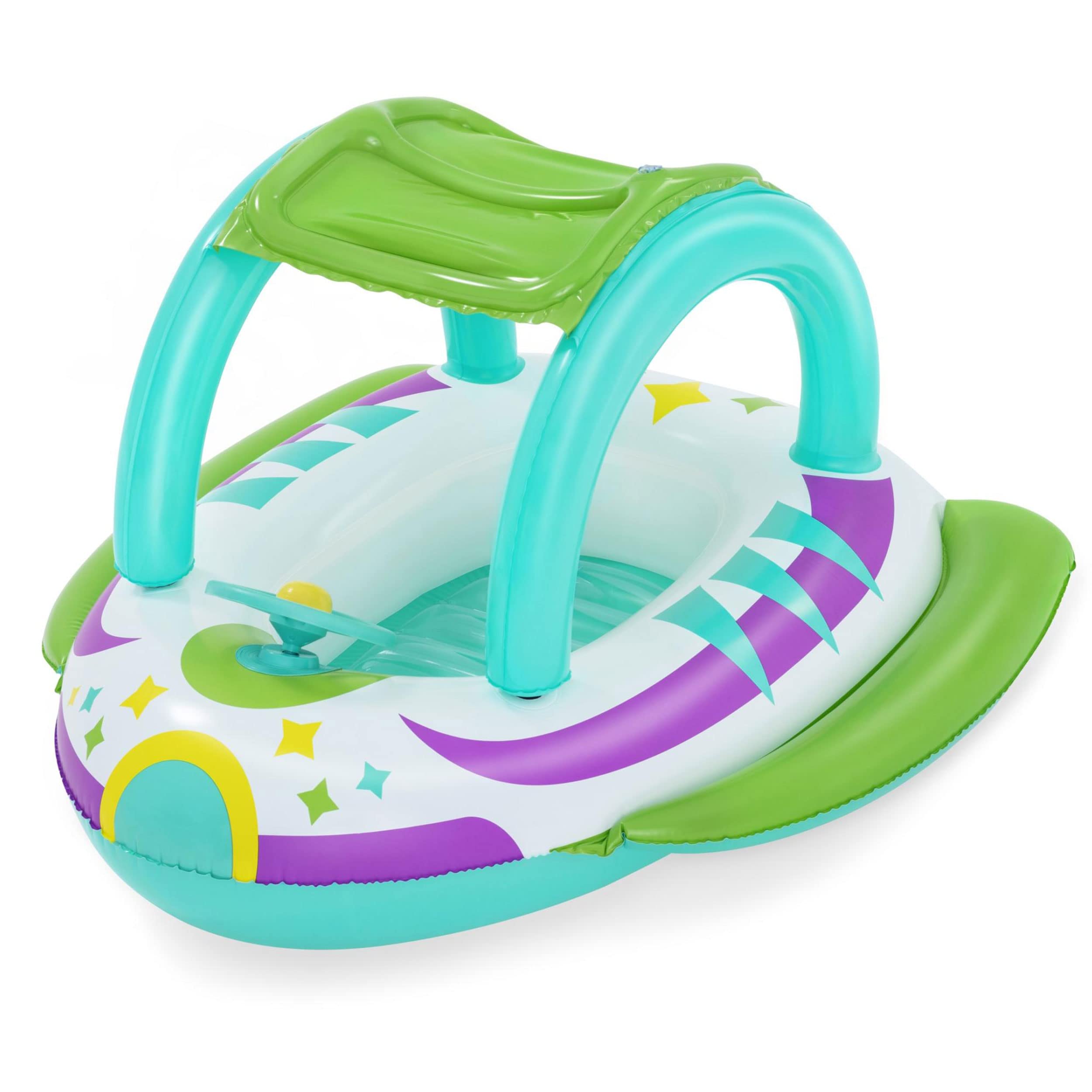 Bestway Space Splash Baby Car Pool Float - Detachable UV Sunshade | Interactive Steering Wheel | Ages 3+
