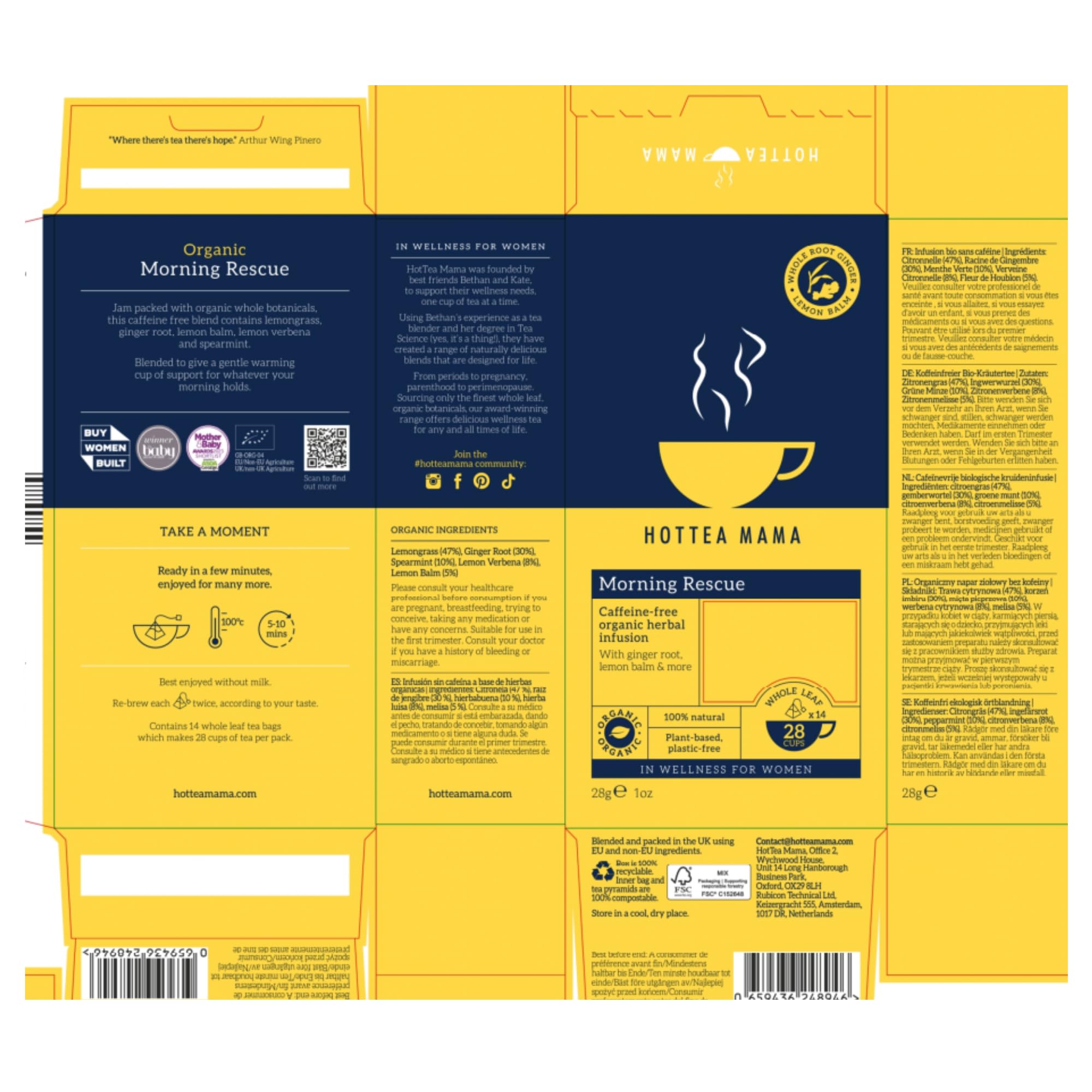 HOTTEA MAMA Morning Rescue Pregnancy Tea | Caffeine-Free Herbal Blend for Nausea Relief 12