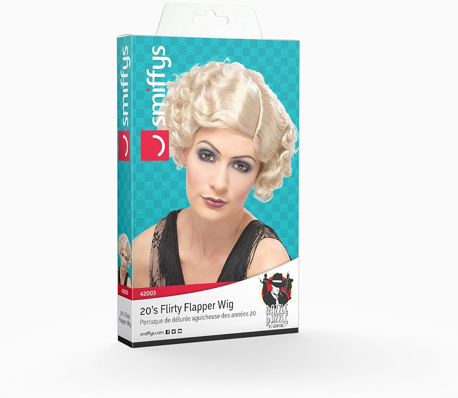 Smiffys 1920s Flirty Flapper Wig, Black Short Wavy Style