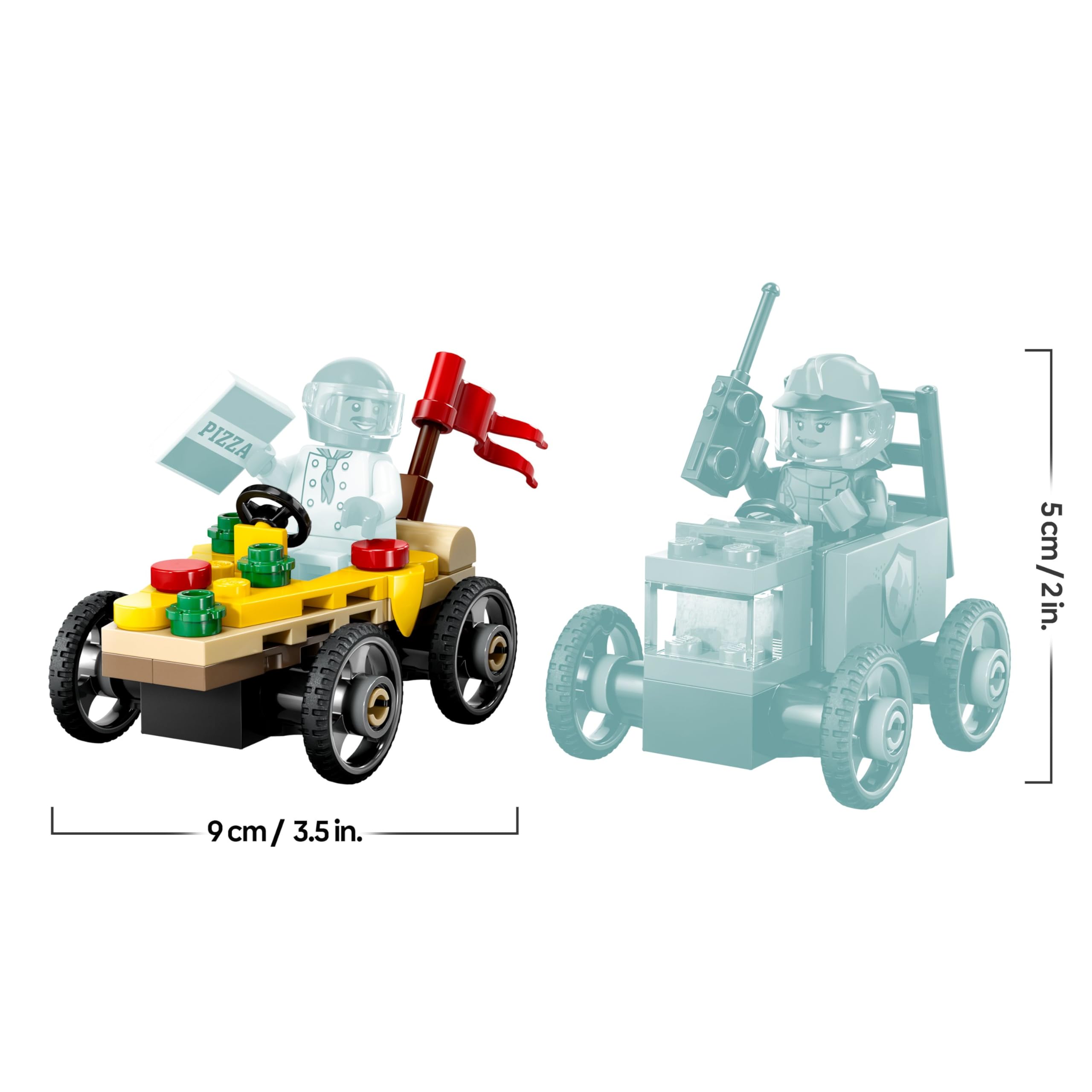 LEGO City Pizza vs. Fire Truck Race Car Pack - Building Set for 5+ Year Olds