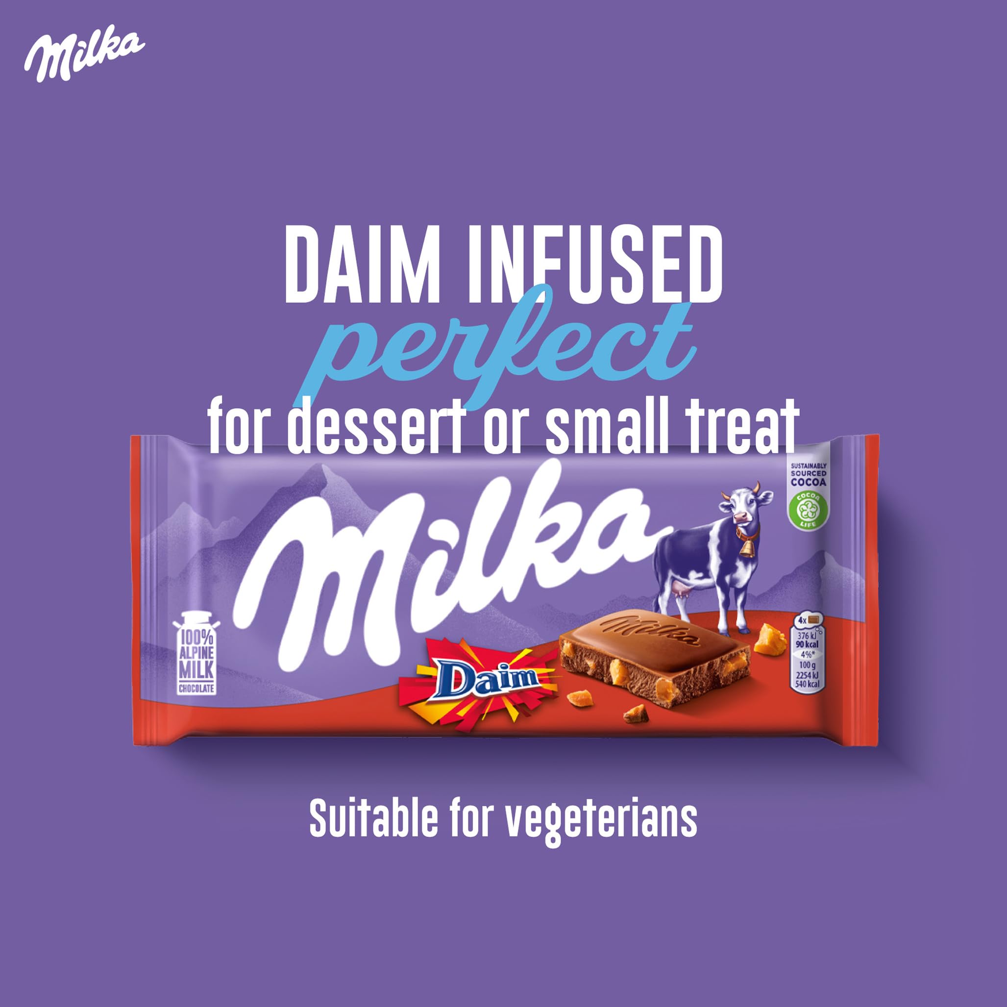 Milka with Daim Chocolate Bar, Alpine Milk Chocolate with Crunchy Daim Pieces, 100g 5