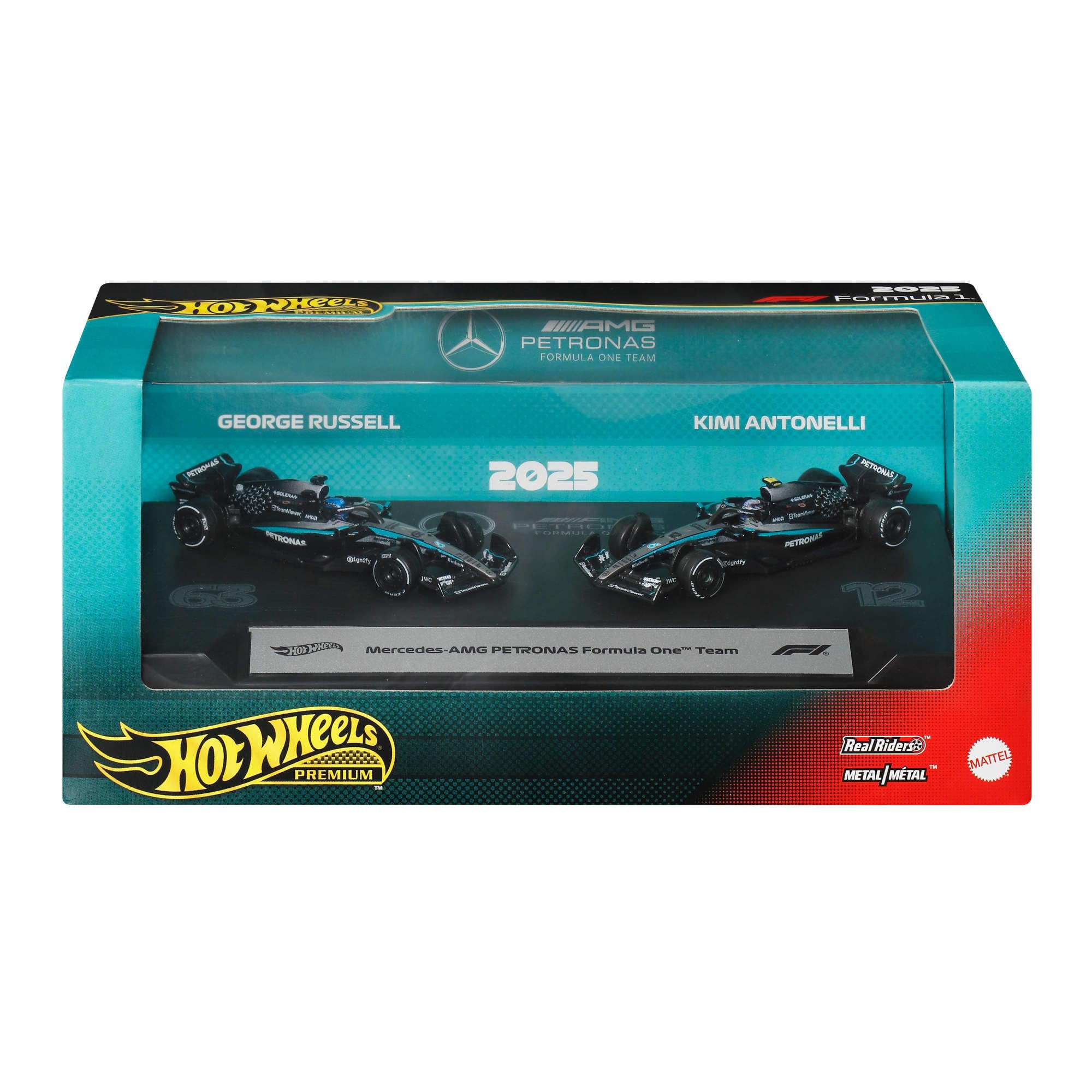 Hot Wheels Premium Formula 1 Mercedes-AMG PETRONAS 2-Pack | 1:64 Scale Die-Cast | JMM93