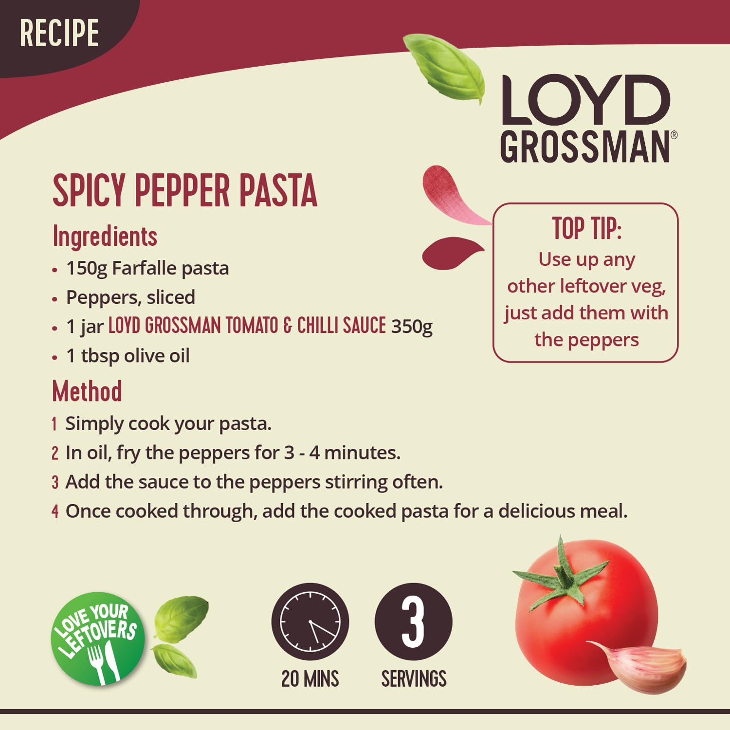 Loyd Grossman Italian Tomato & Chilli Sauce – Fiery Red Chilli & Tomato Fusion Pasta Sauce 3