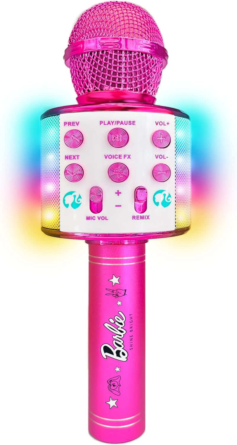 Barbie Bright Voicemaster Microphone - Wireless Karaoke Mic with Voice Changer & Lights 3