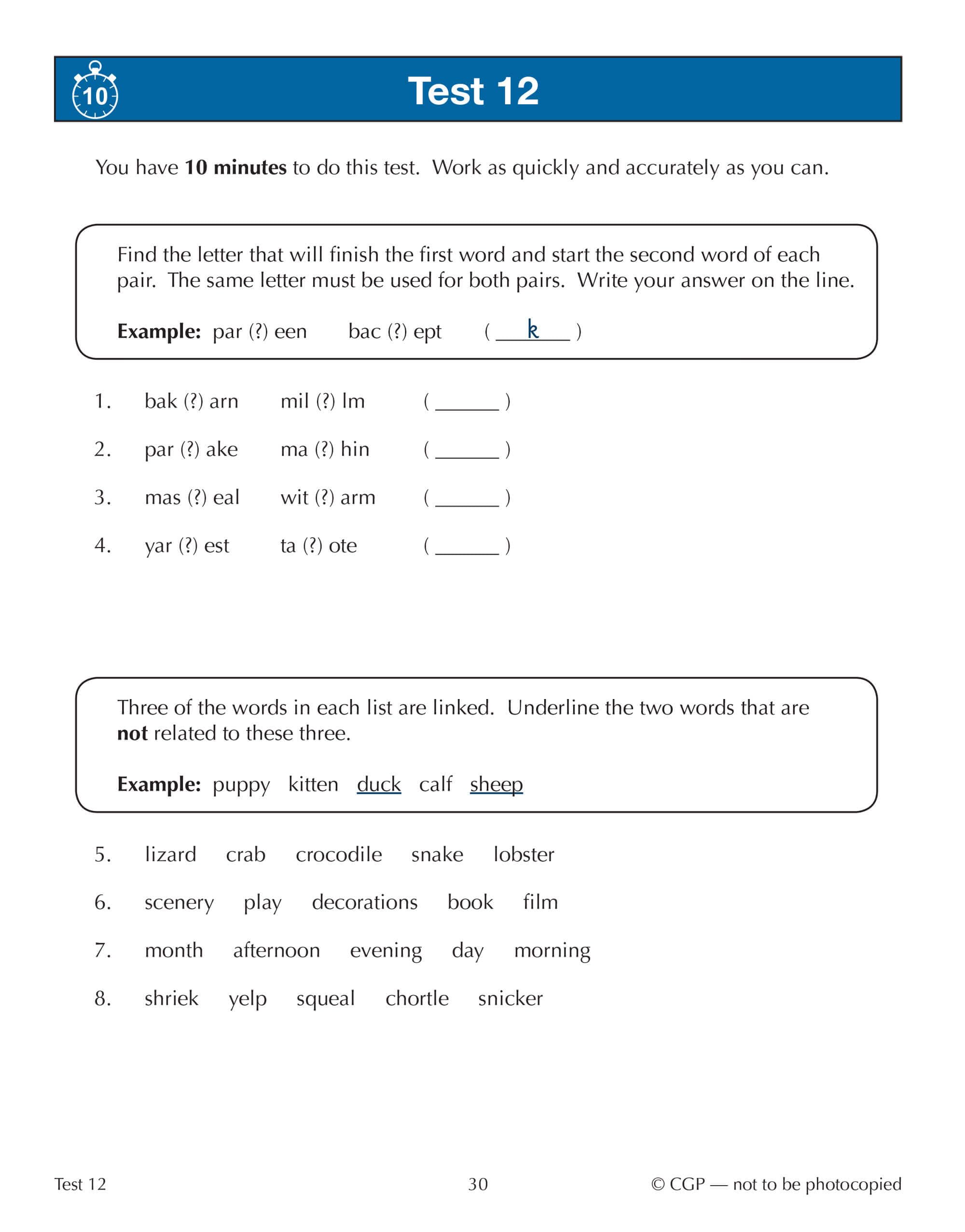 CGP 11+ GL 10-Minute Tests: Verbal Reasoning - Ages 9-10 (with Online Edition) | Paperback | 114 Pages
