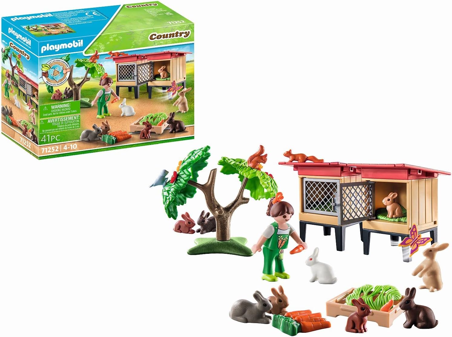 Playmobil 71252 Rabbit Hutch Playset - Sustainable Farm Animals for Kids 4+ 1