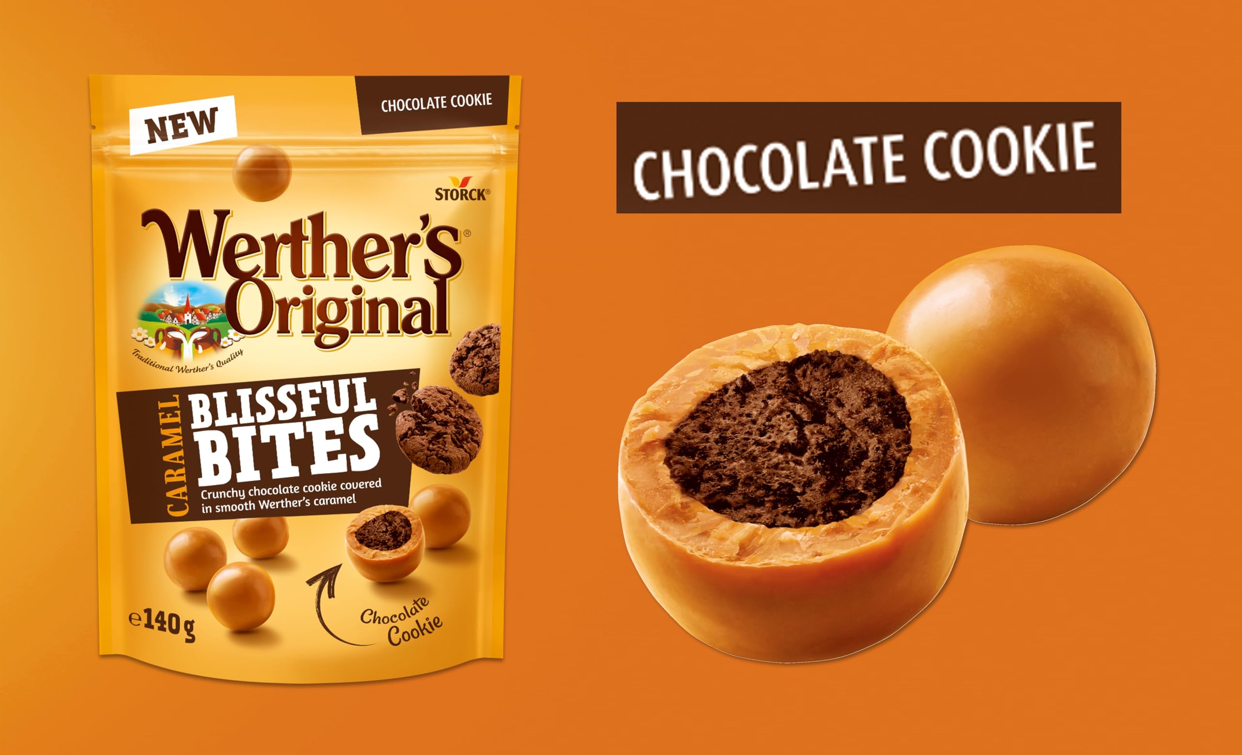 Werther's Original Caramel Blissful Bites, Süßes Karamell mit Cookie Crunch, Vegetarisch, 140g 5