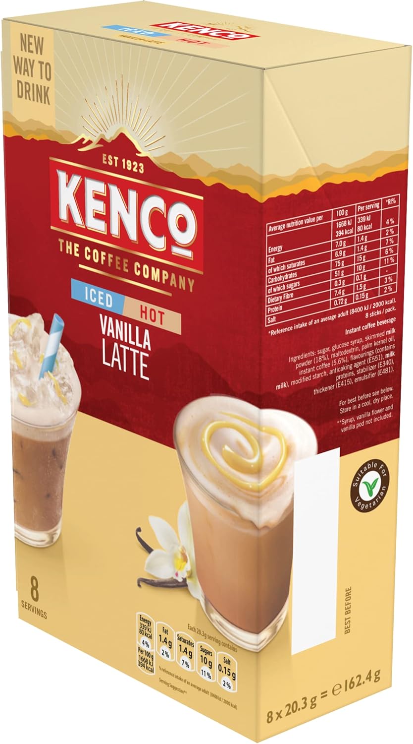 Kenco Iced/Hot Vanilla Latte Sachets - Pack of 5 (40 Sachets Total) 3